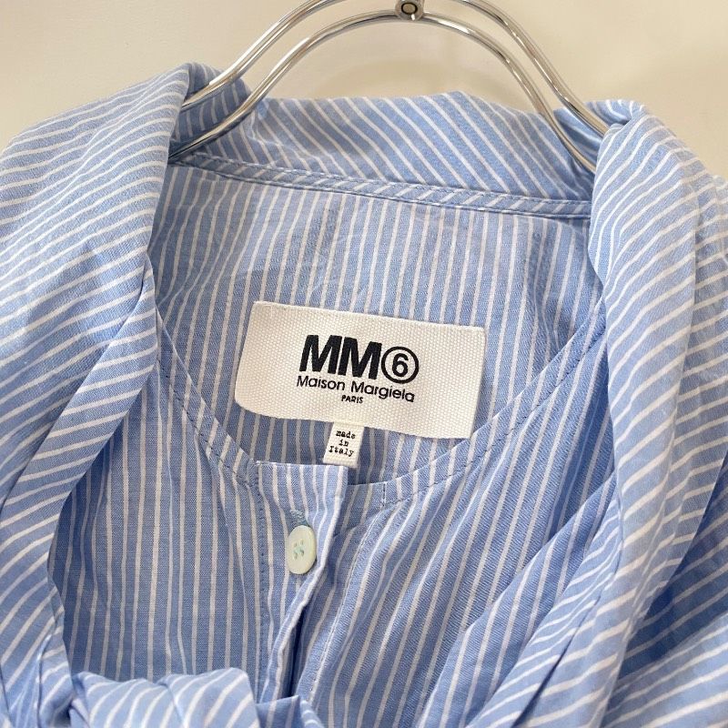 MM6 Maison Margiela 長袖ブラウス ストライプ ブルー セーラーカラー