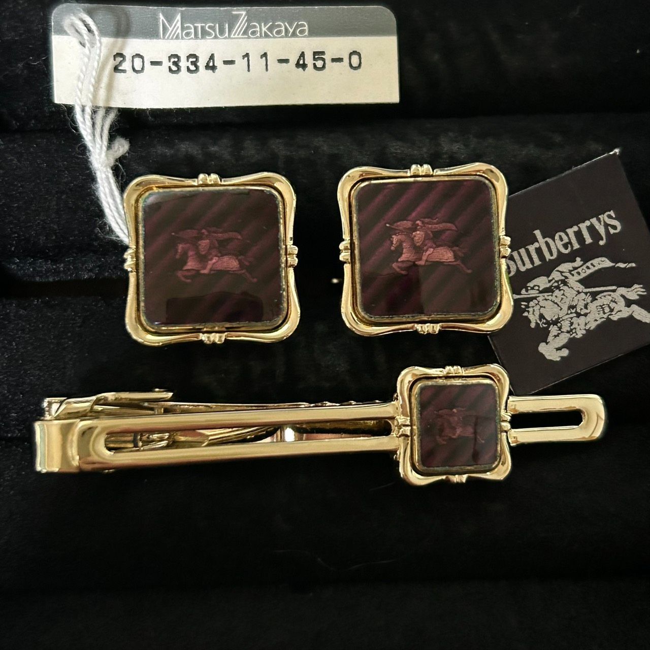 Burberry バーバリー カフス ネクタイピン セット ゴールド ホースロゴ