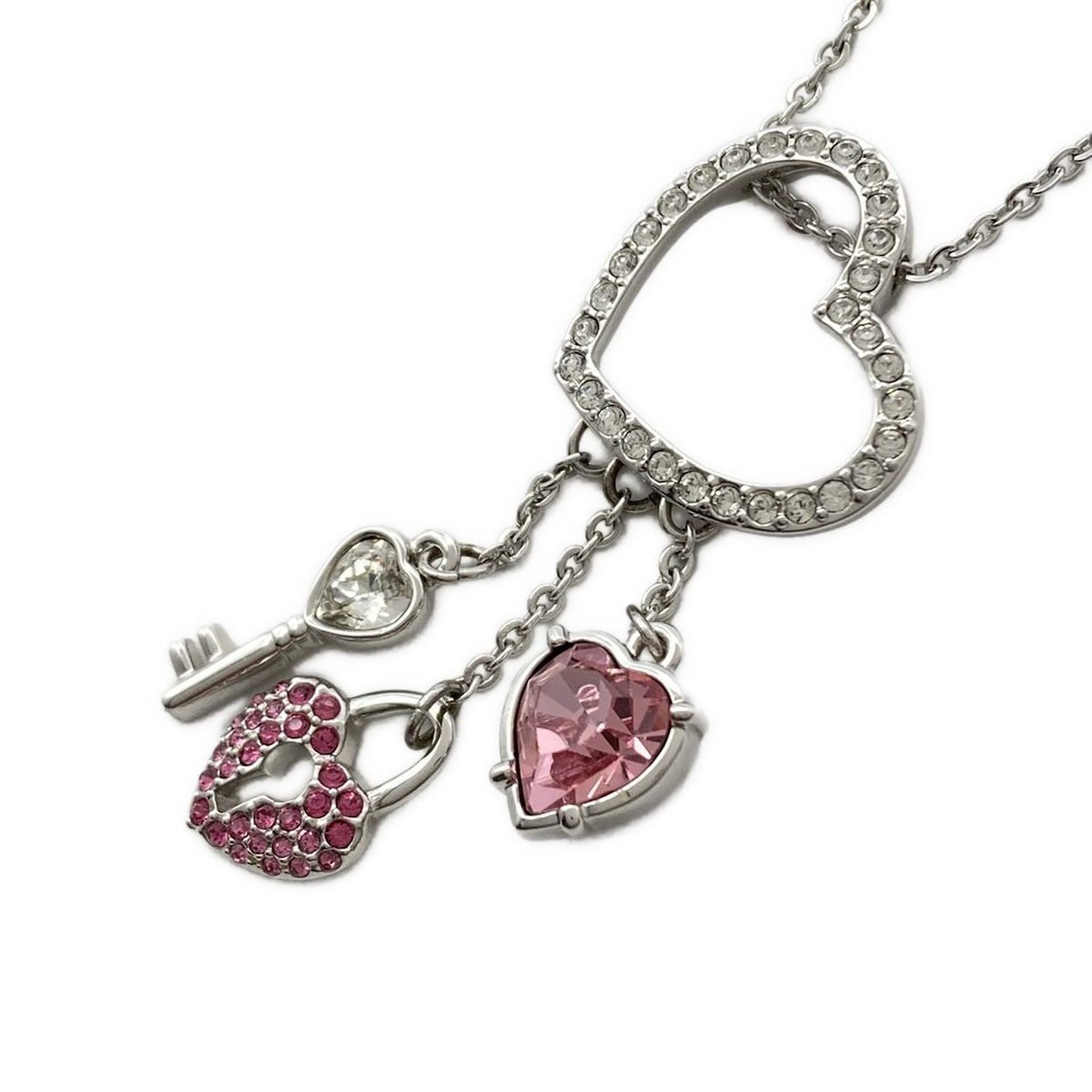 SWAROVSKI(スワロフスキー) ネックレス美品 - シルバー×クリア×ピンク