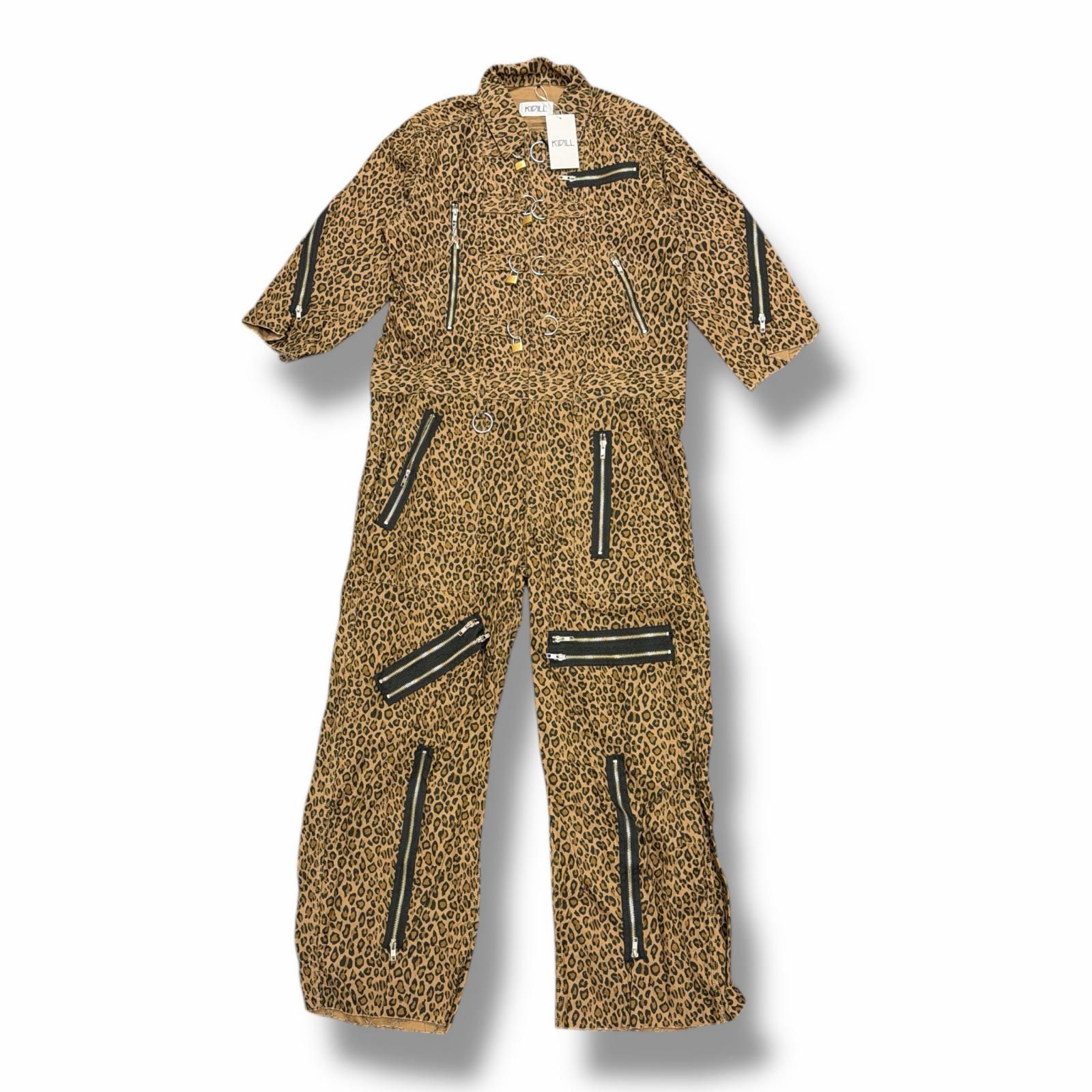 参考上代154000円 未使用 KIDILL PADLOCK JUMPSUIT パッドロック ジャンプスーツ オールインワン つなぎ キディル KL918 レオパード 46 （4605M） 参考上代154000円 未使用 KIDILL PADLOCK JUMPSUIT パッドロック
