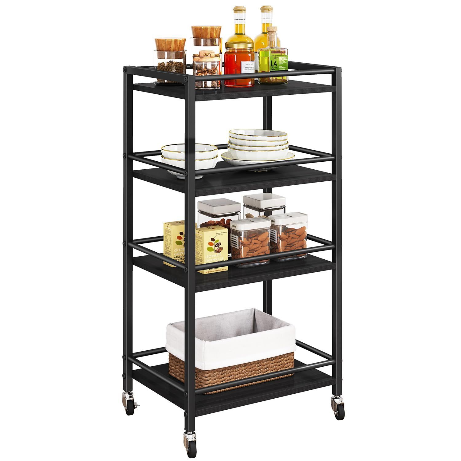 オープンラック 棚 収納 食器棚 ラック スチールワゴン キャスター付き