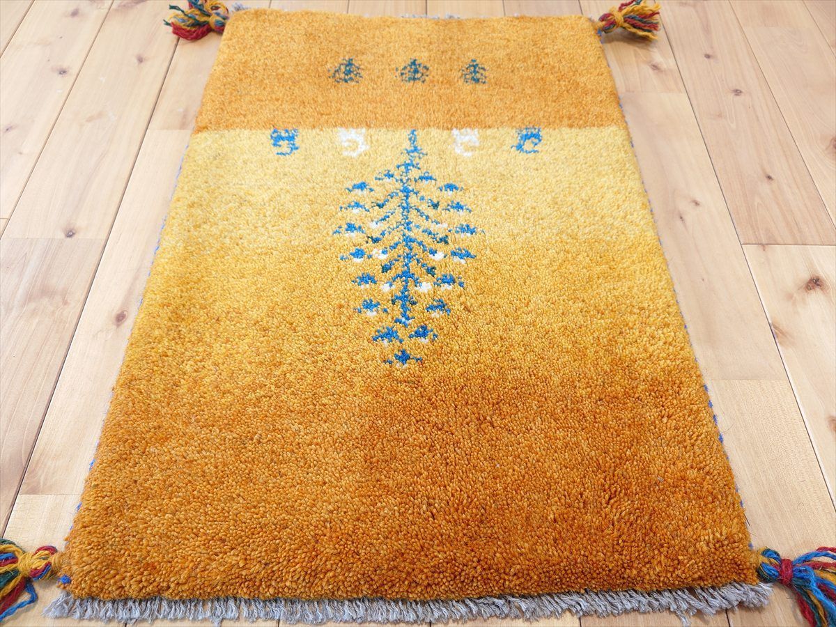 ペルシャ ギャッベ カシュガイ 玄関マット 90×64 黄金色 【公式通販】