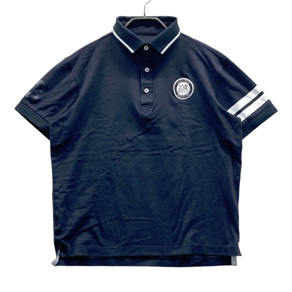 サイズ：L 23区GOLF ニジュウサンクゴルフ 半袖ポロシャツ ネイビー系