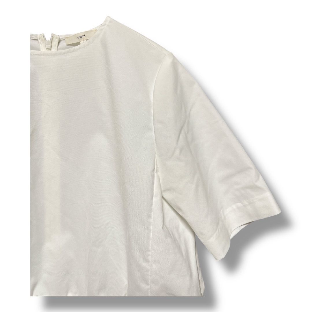 yori ヨリ フリルヘムブラウス 半袖 日本製 ストレッチ プルオーバー