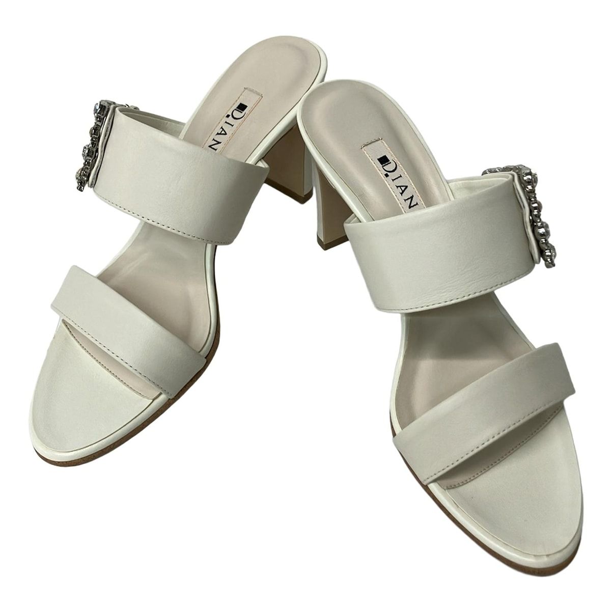 DIANA(ダイアナ) ミュール L レディース美品 - 白 ビジュー レザー