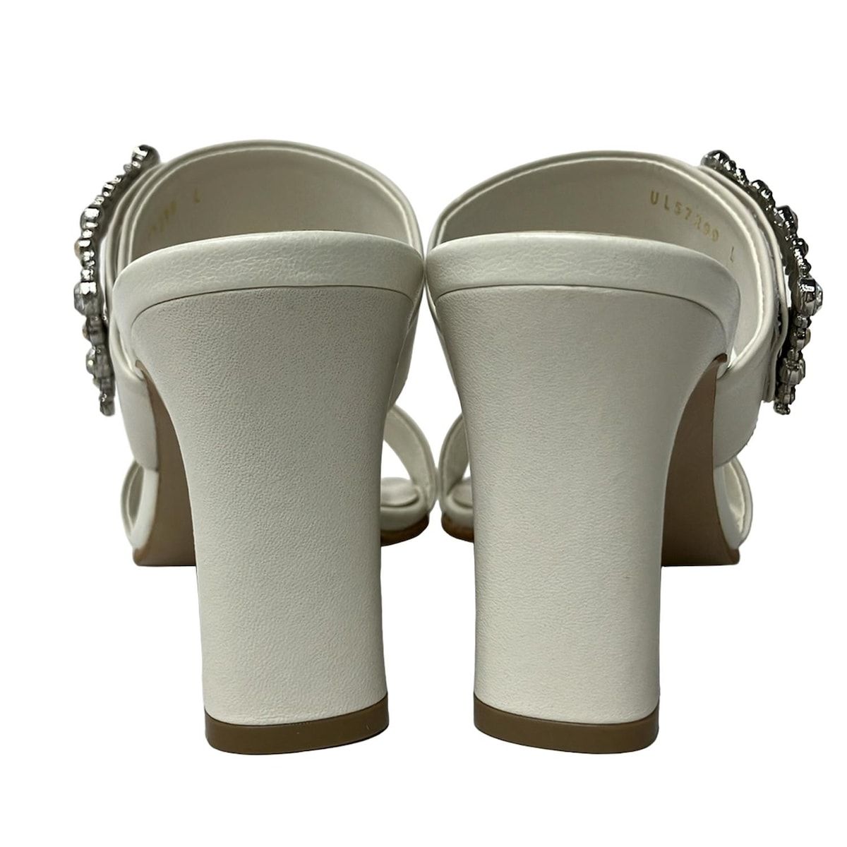 DIANA(ダイアナ) ミュール L レディース美品 - 白 ビジュー レザー