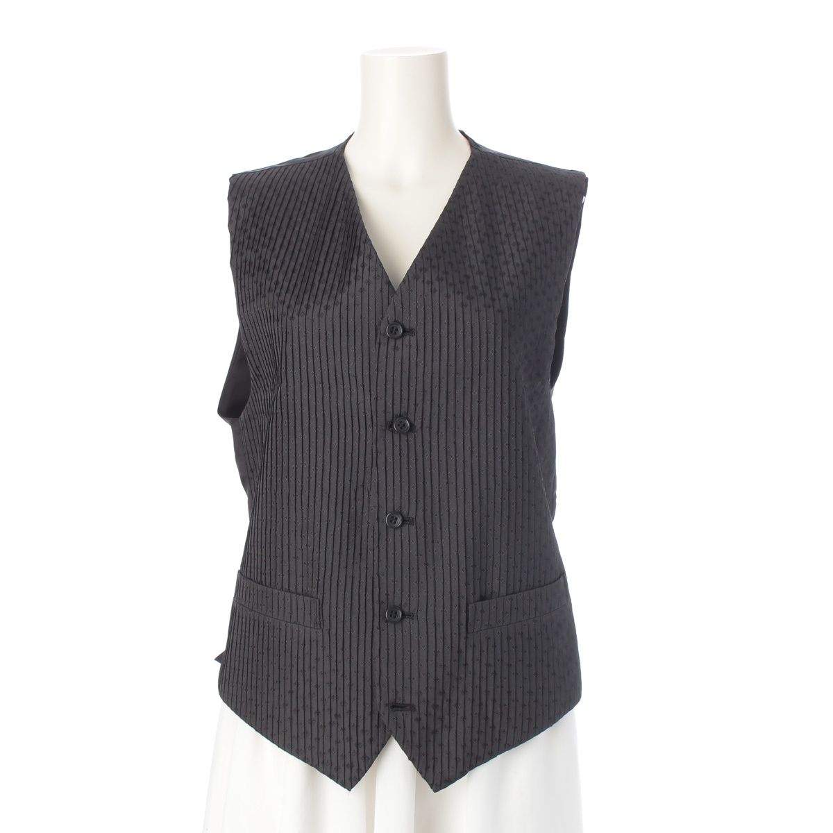 イッセイミヤケ アイムプロダクト プリーツ 刺繍 切替 ベスト トップス