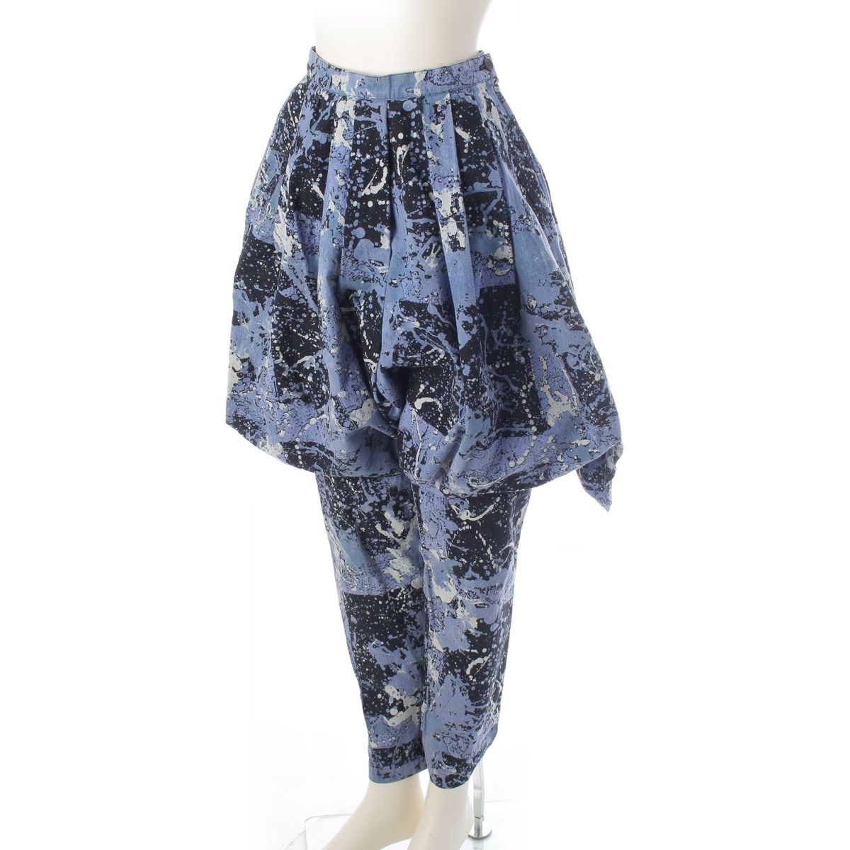 イッセイミヤケ 80s 1983年 筆タグ 総柄 スパッタリング 変形襟 シャツ