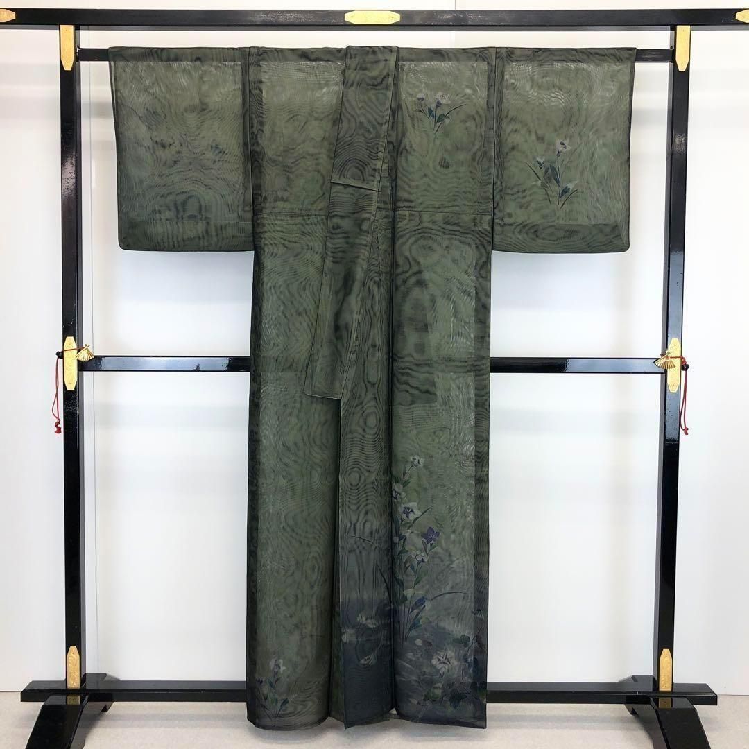 紗合せ 付下げ 上品な花模様 竜胆 朝顔 金彩 鈍色 K-3681 - メルカリ