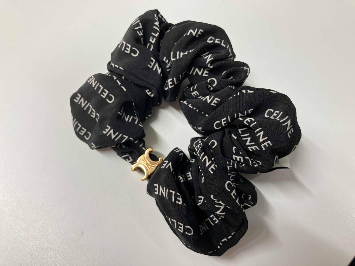 CELINE／トリオンフ／ロゴシュシュ／ブラック／セリーヌ／シュシュ