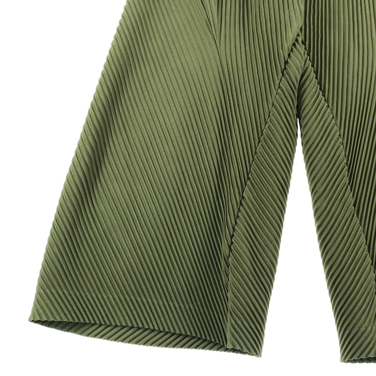 HOMME PLISSE ISSEY MIYAKE / オムプリッセイッセイミヤケ | 2023AW | プリーツ 切替 ワイド フレア イージーパンツ | 3 | カーキ | メンズ 美品】 HOMME PLISSE ISSEY MIYAKE / オムプリッセイッセイミヤケ