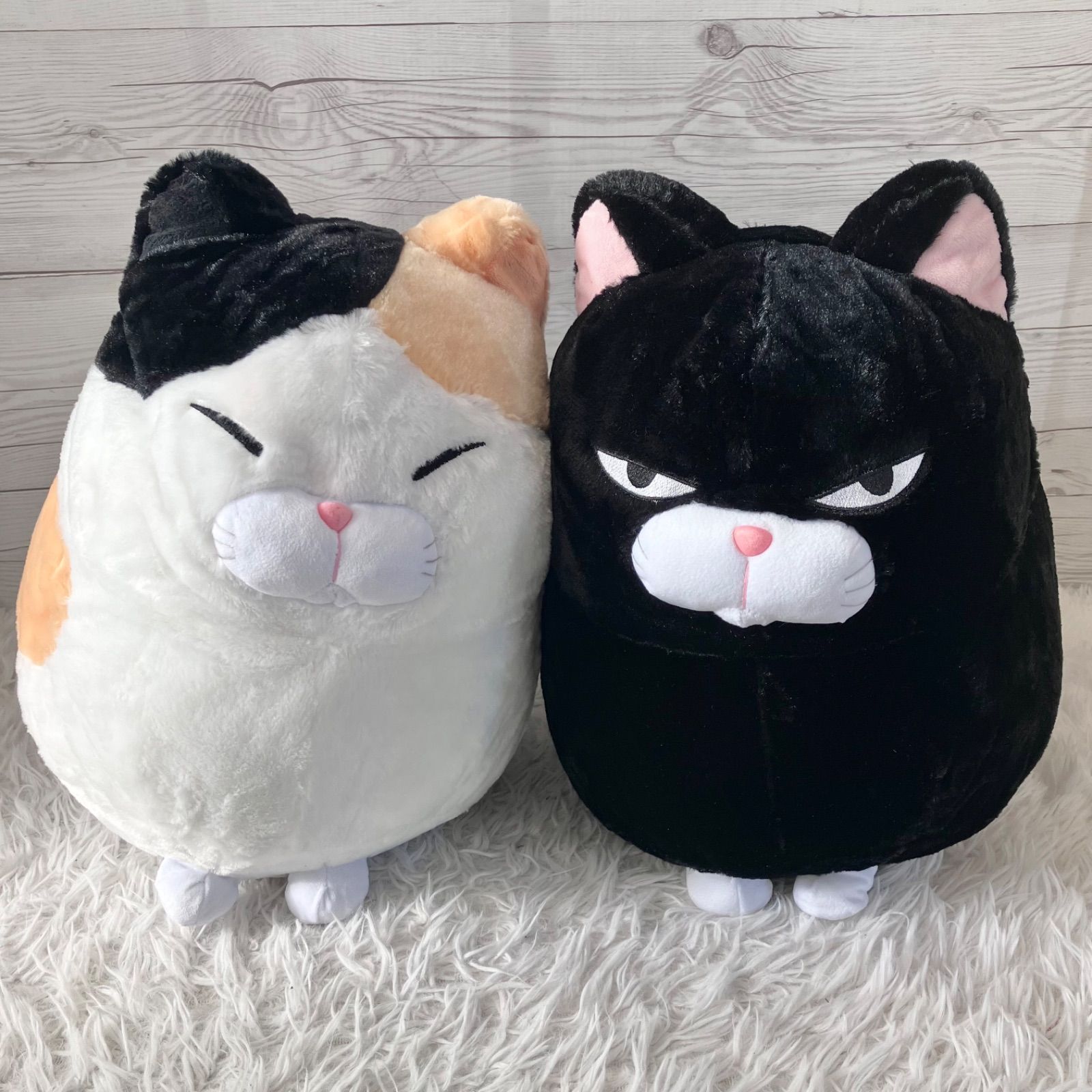 ひげまんじゅう 超BIG ぬいぐるみ みーさま 黒豆 2点セット タグあり