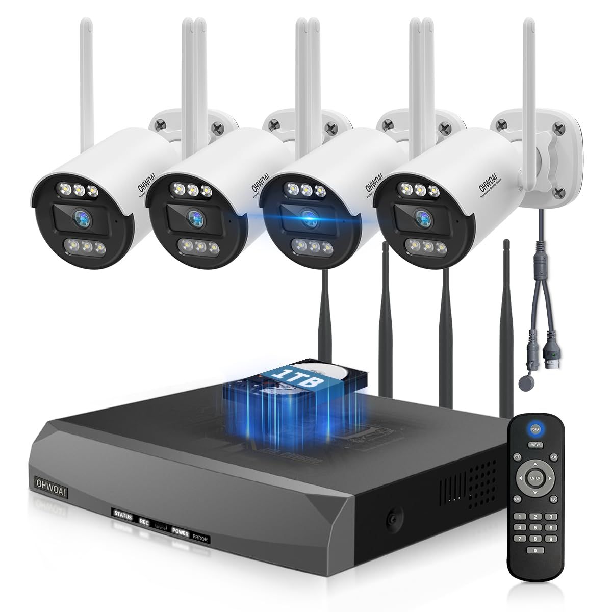 新品】【カラー暗視撮影&双方向通話】ワイヤレス防犯カメラセット 4台