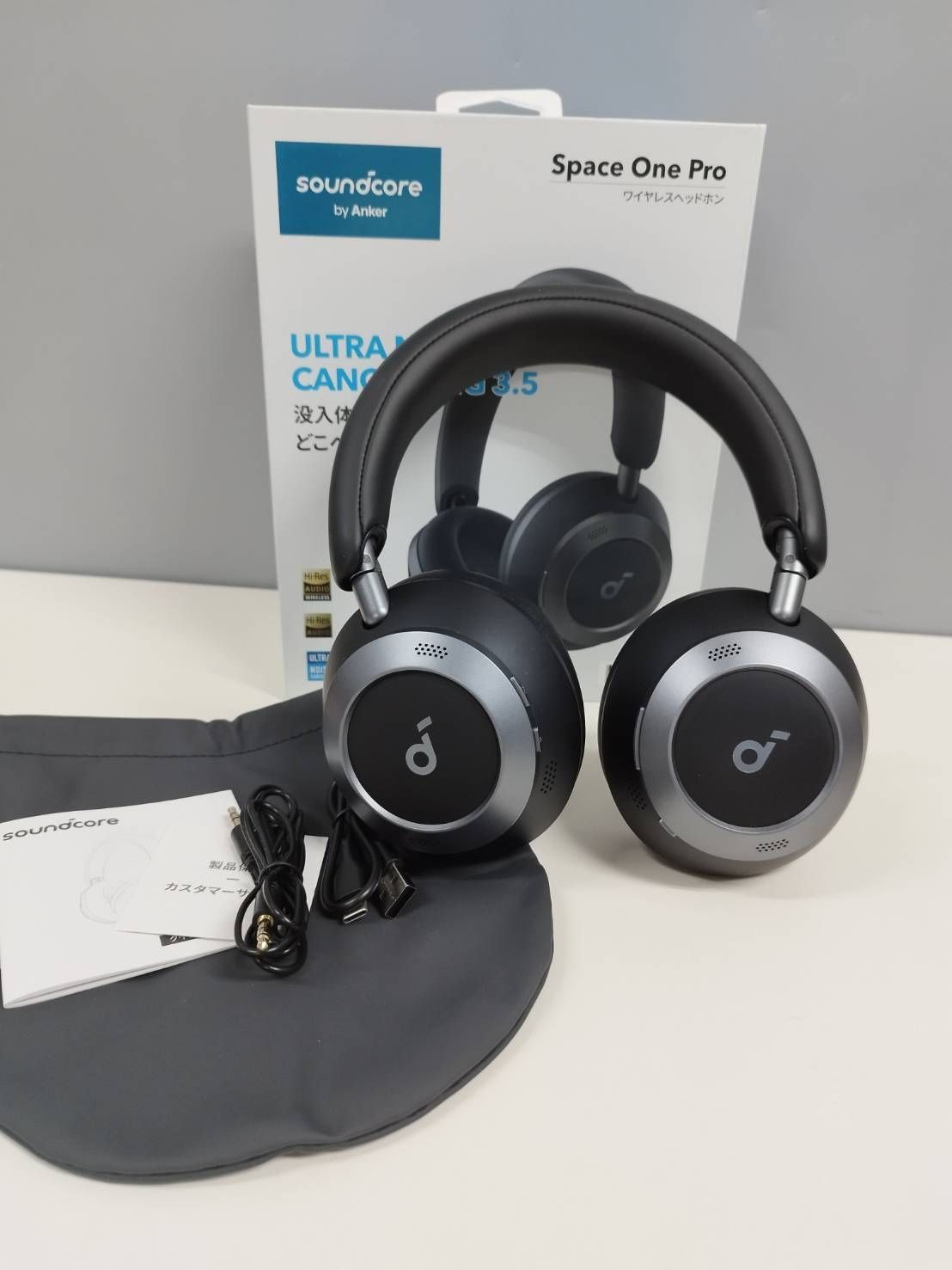 良品】Soundcore Space One Pro/A3062/ワイヤレスヘッドホン/ブラック