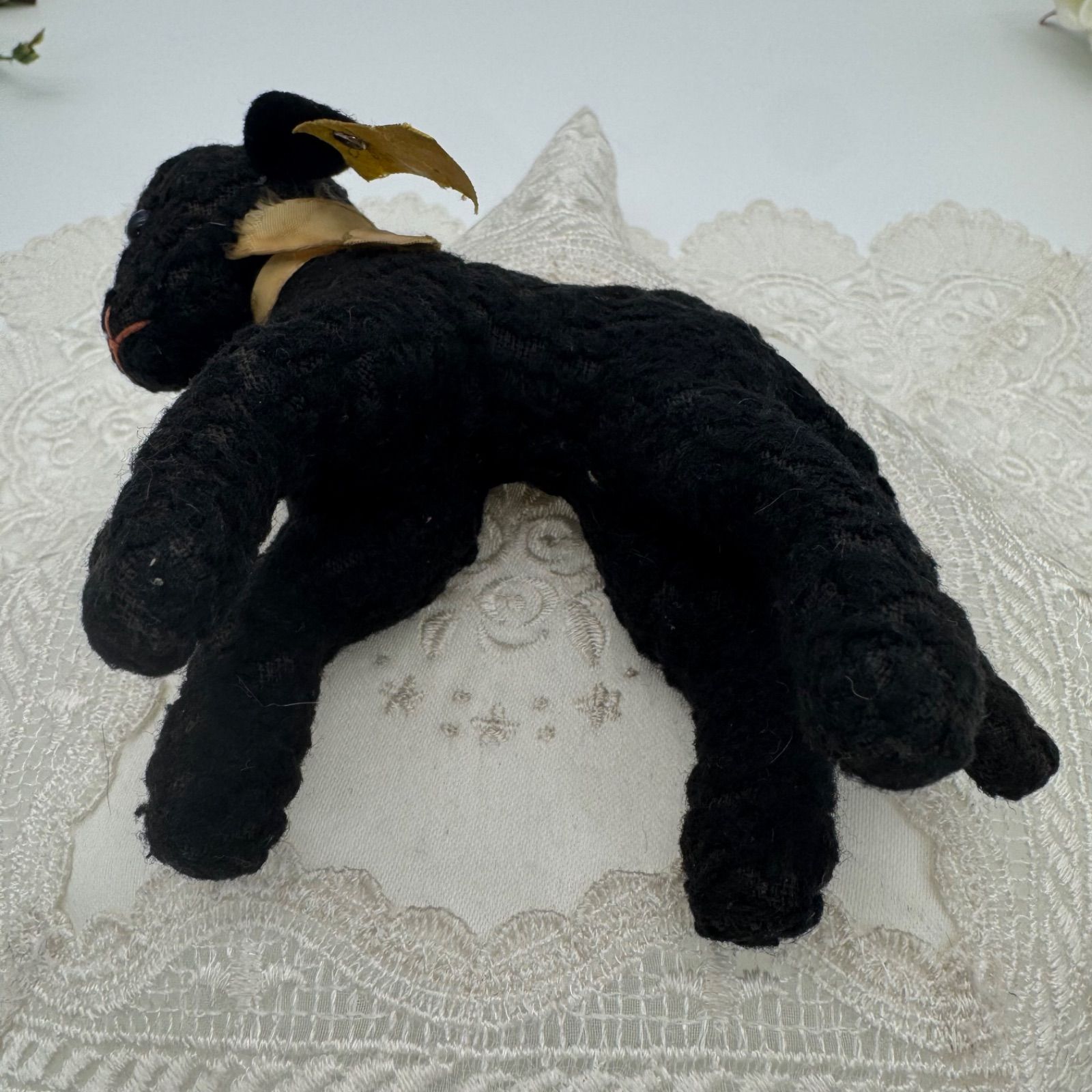 ヴィンテージ シュタイフ ペルシャラムのSwaple 黒羊 Steiff ドイツ 送料無料☆シュタイフ☆Swapl Persian Lamb 10cm☆(最小サイズ・初期