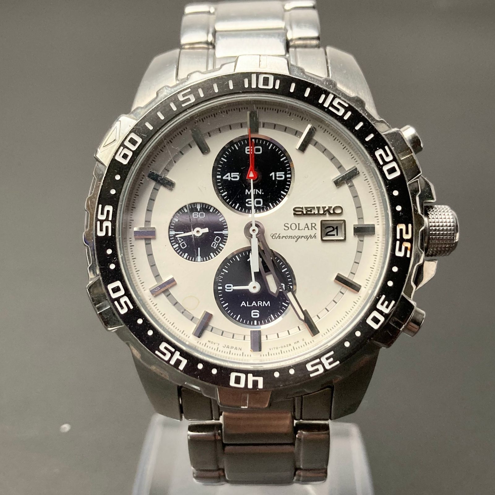 稼働品 SEIKO セイコー 腕時計 V172-0AT0 ソーラー クロノグラフ 