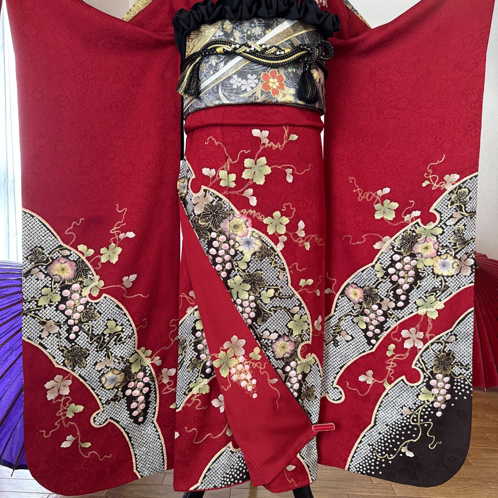 豪華振袖フルセット(6点)・袋帯・半衿・重ね衿・帯揚げ・帯締め