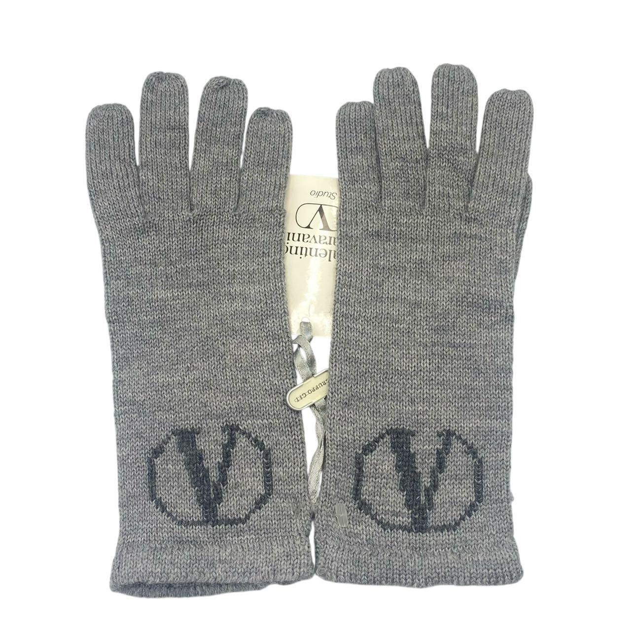 未使用 GIANNI VALENTINO ジャンニ・バレンチノ グローブ ウール グレー