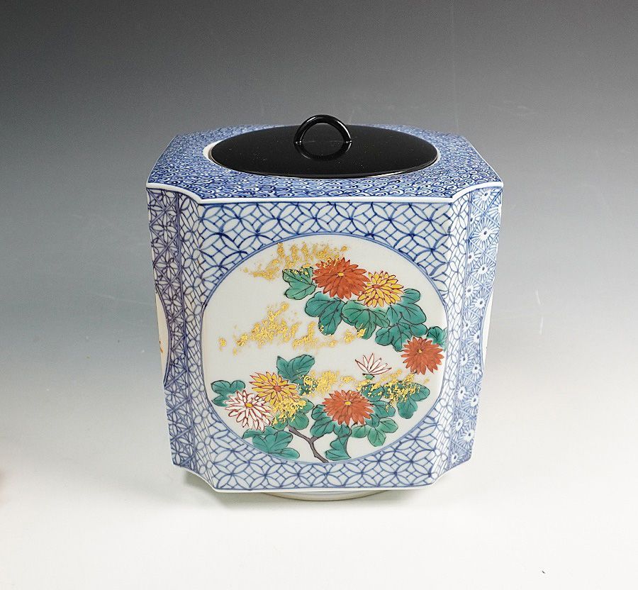 紫翠窯 西村徳泉 染付色入丸紋水指 共箱 塗蓋 替え蓋添 茶道具 - メルカリ