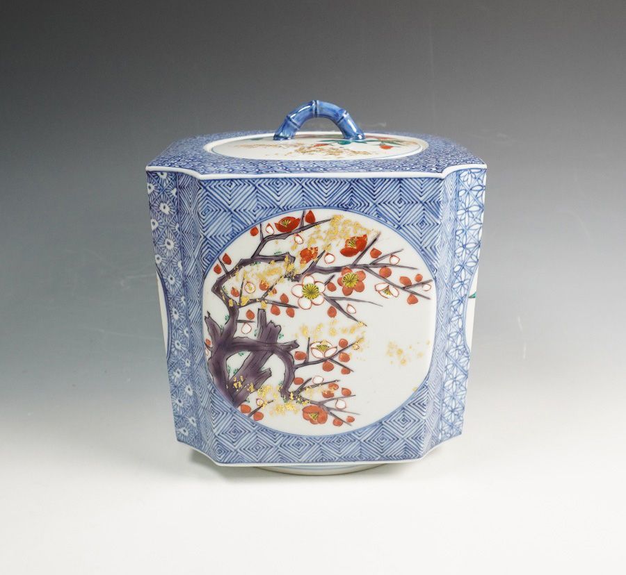 紫翠窯 西村徳泉 染付色入丸紋水指 共箱 塗蓋 替え蓋添 茶道具 - メルカリ