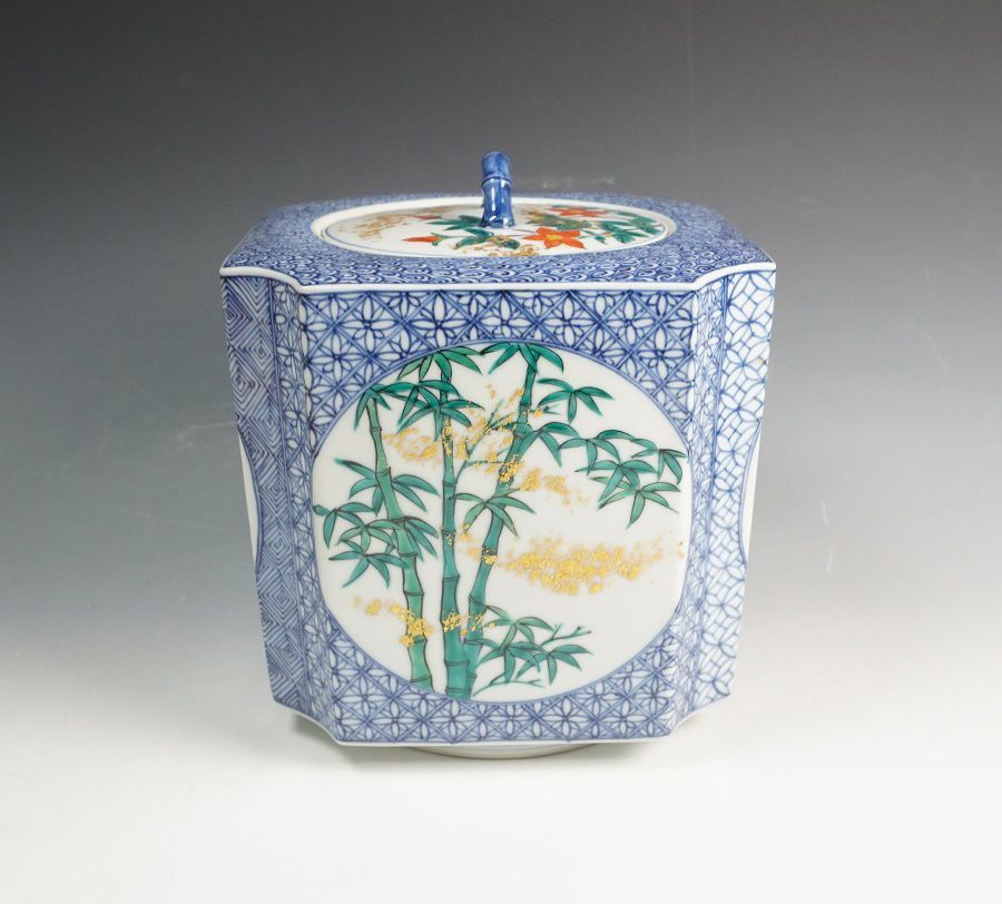 紫翠窯 西村徳泉 染付色入丸紋水指 共箱 塗蓋 替え蓋添 茶道具 - メルカリ