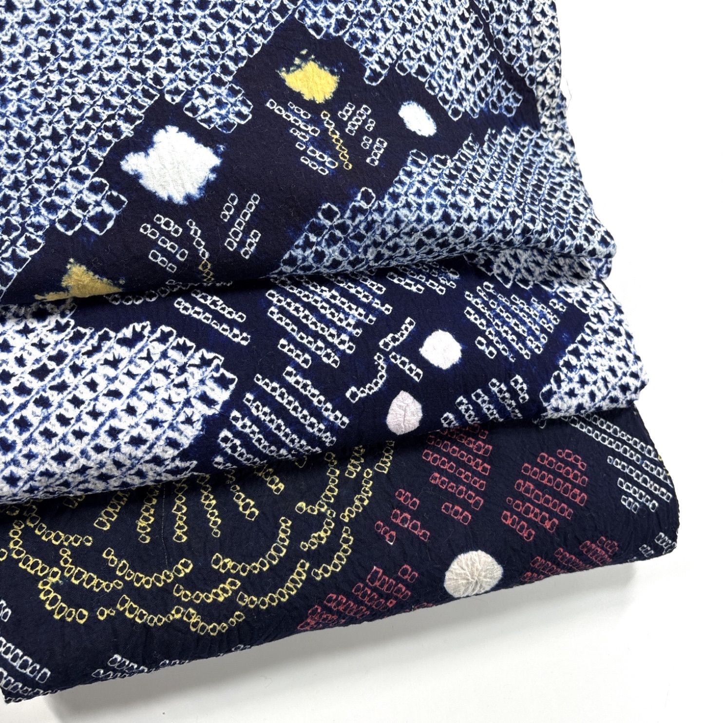 絞り 浴衣 3枚 綿 着物まとめ売り 同梱購入歓迎 リメイク用 着付け練習