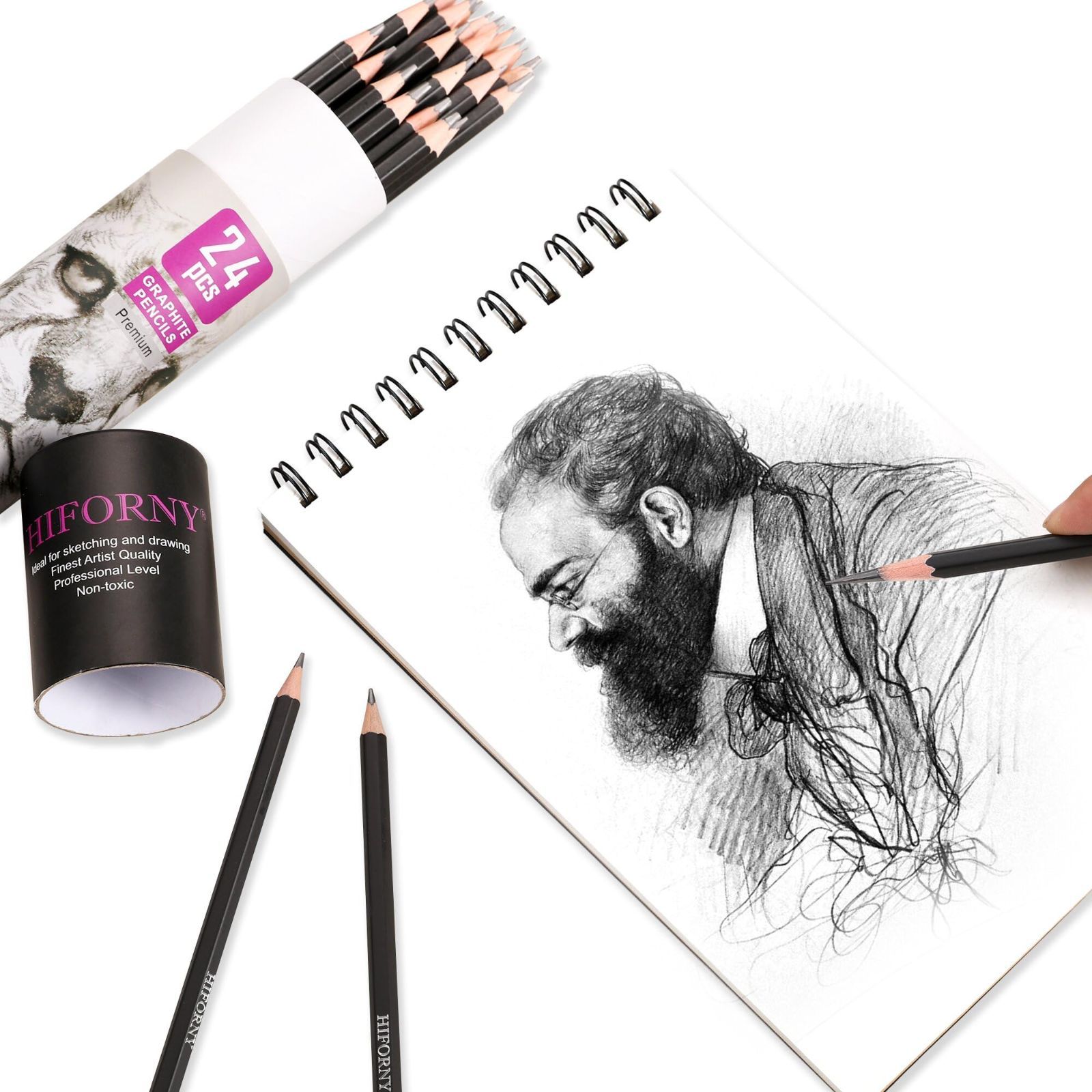 HIFORNY 24本 グラファイトスケッチ鉛筆セット - グラファイト鉛筆