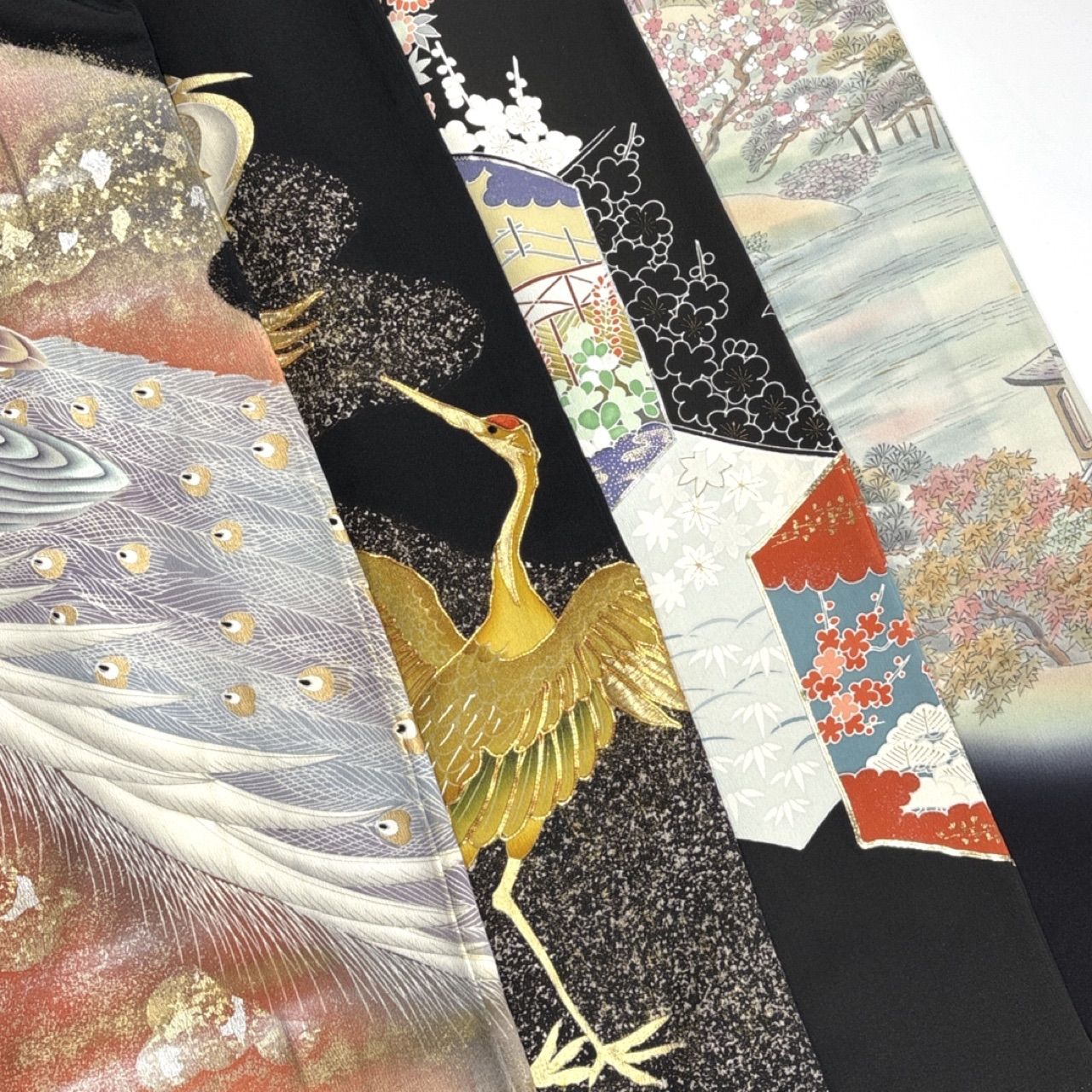 黒留袖 4枚 正絹 着物まとめ売り 同梱購入歓迎 リメイク用 着付け練習