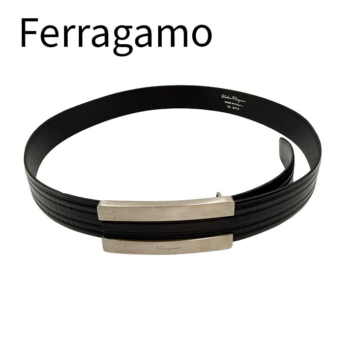 §s§ フェラガモ Salvatore Ferragamo レザーベルト ブラック メンズ-販売