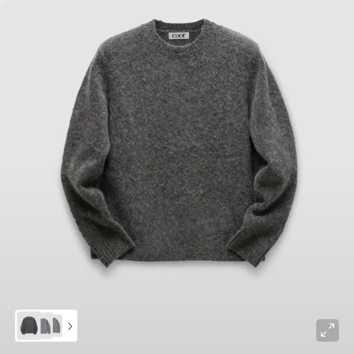 クアー ヘアリー アルパカ ブレンド クルーネック セーター L メランジュグレー