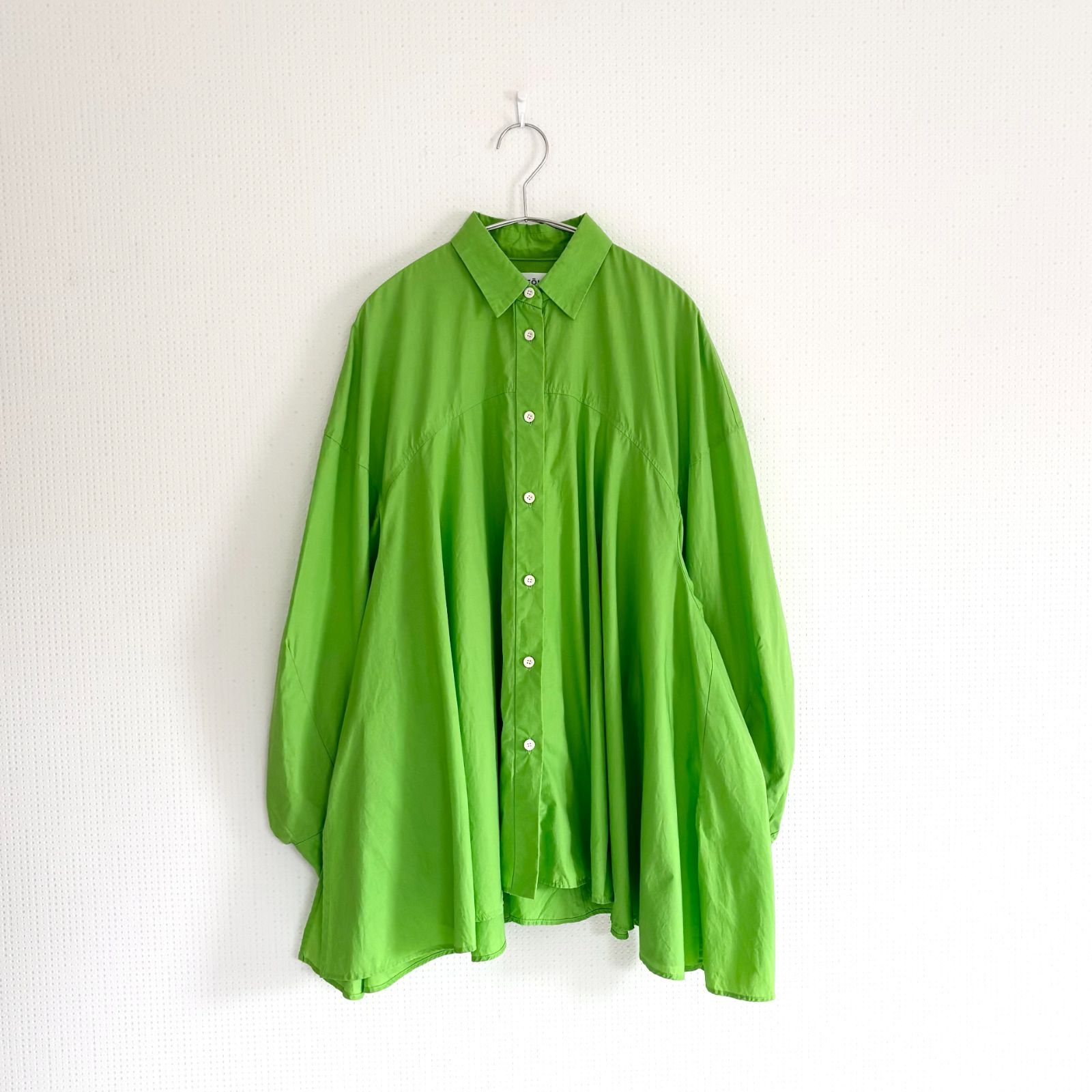 ENFOLD エンフォルド コットンブロード オーバーサイズ ギャザーシャツ