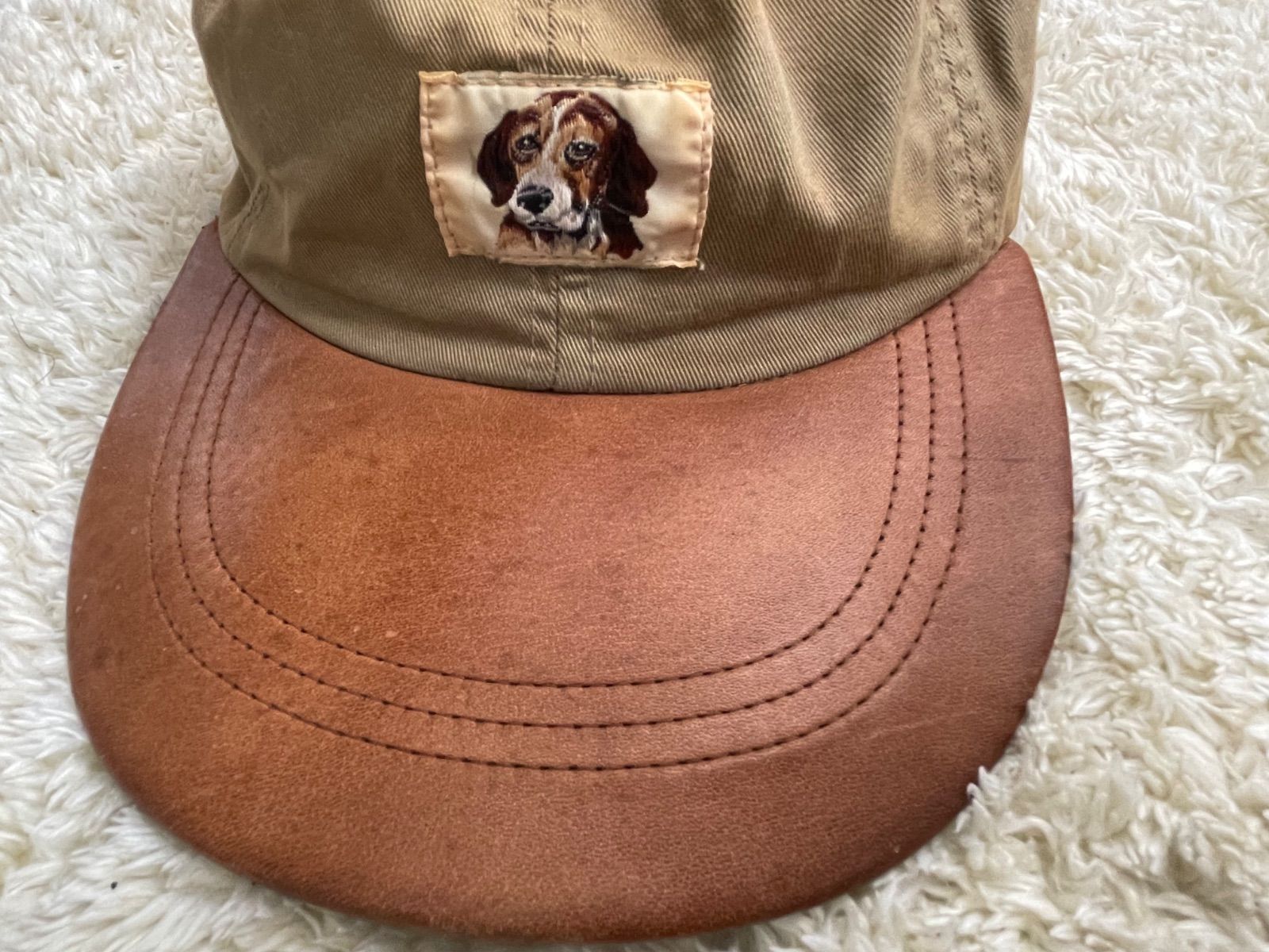名作/USA製】サイズL RRL “90s Dog Patch Cap” トラッカー ツバ レザー