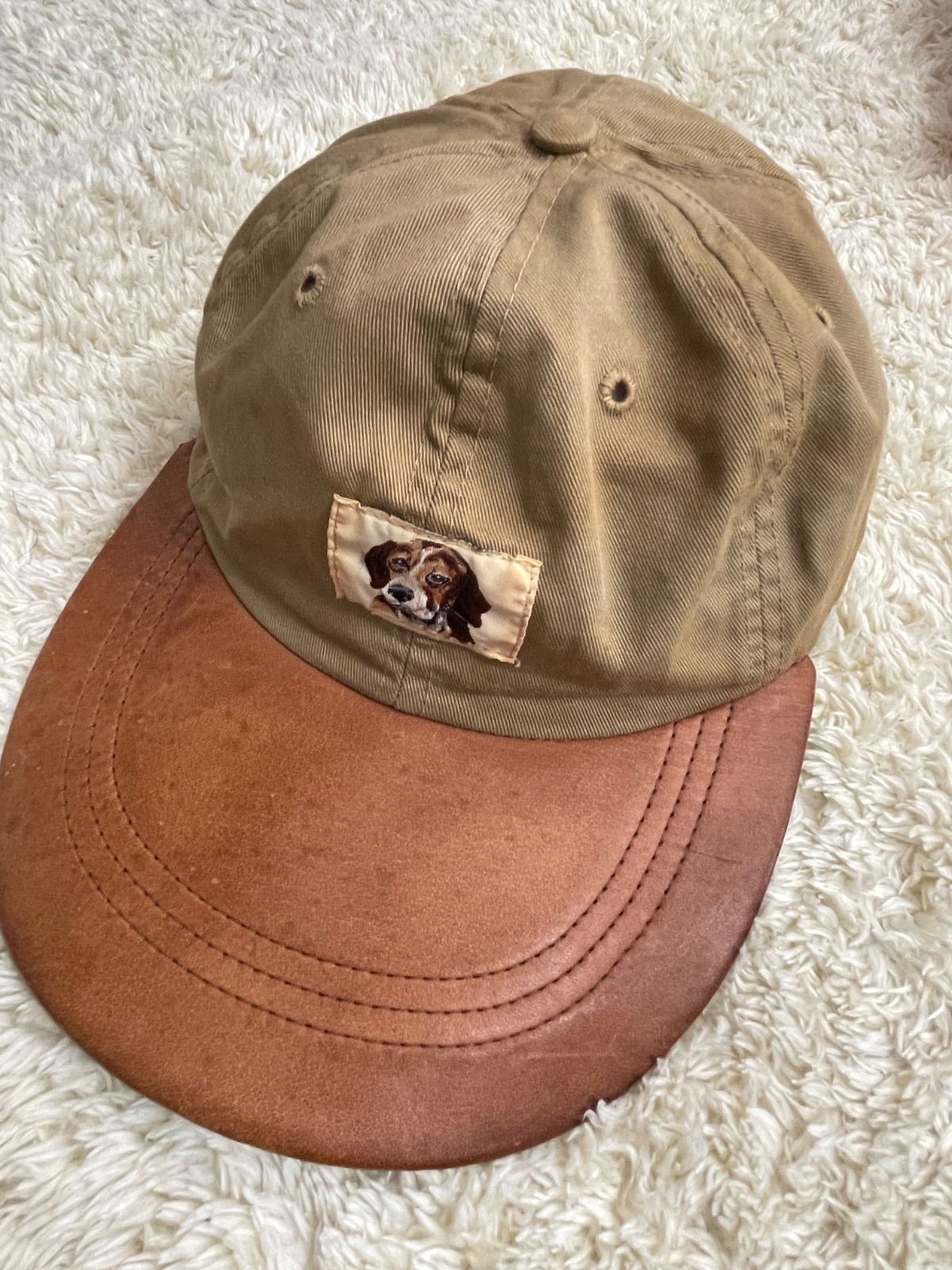 名作/USA製】サイズL RRL “90s Dog Patch Cap” トラッカー ツバ レザー