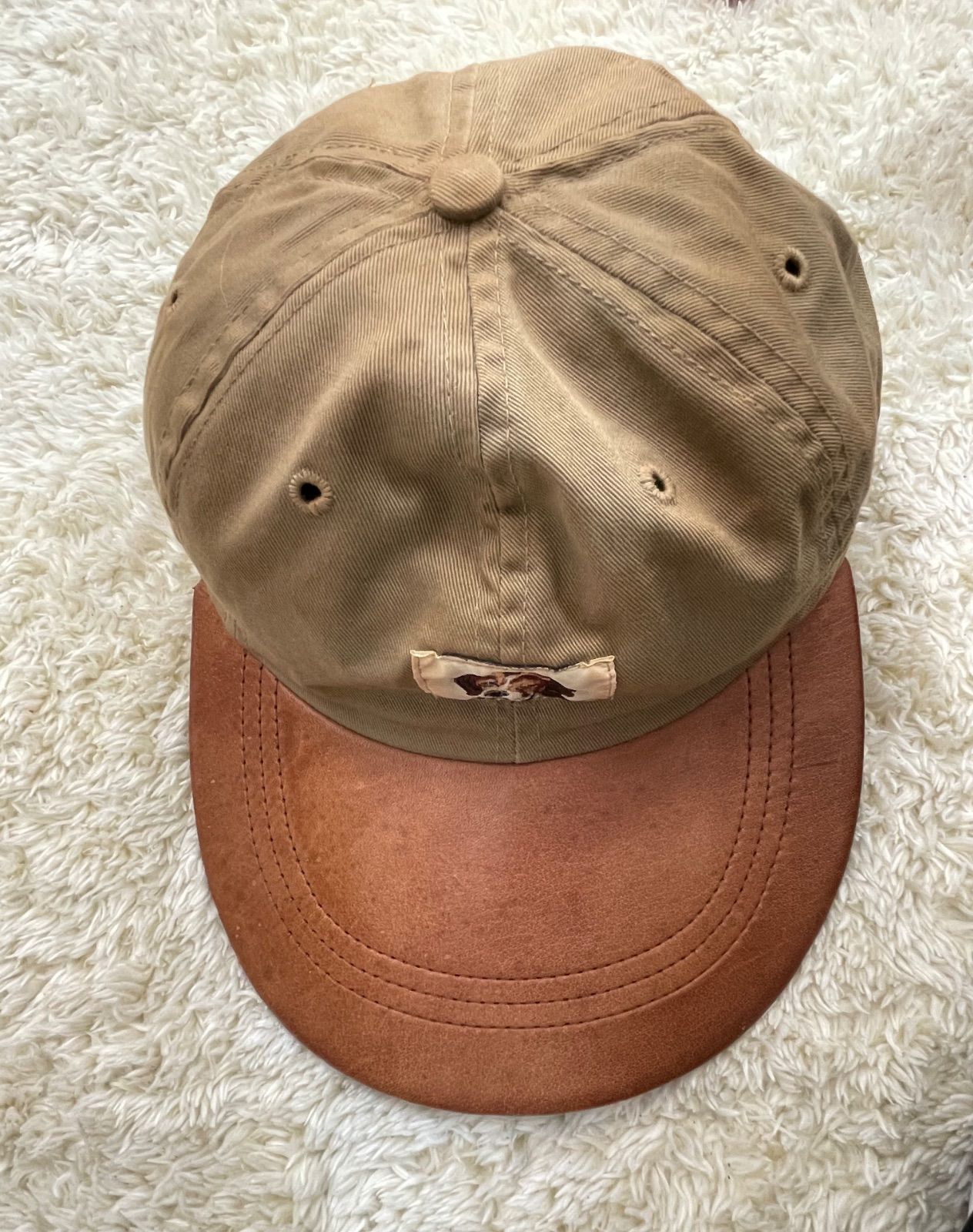 名作/USA製】サイズL RRL “90s Dog Patch Cap” トラッカー ツバ レザー