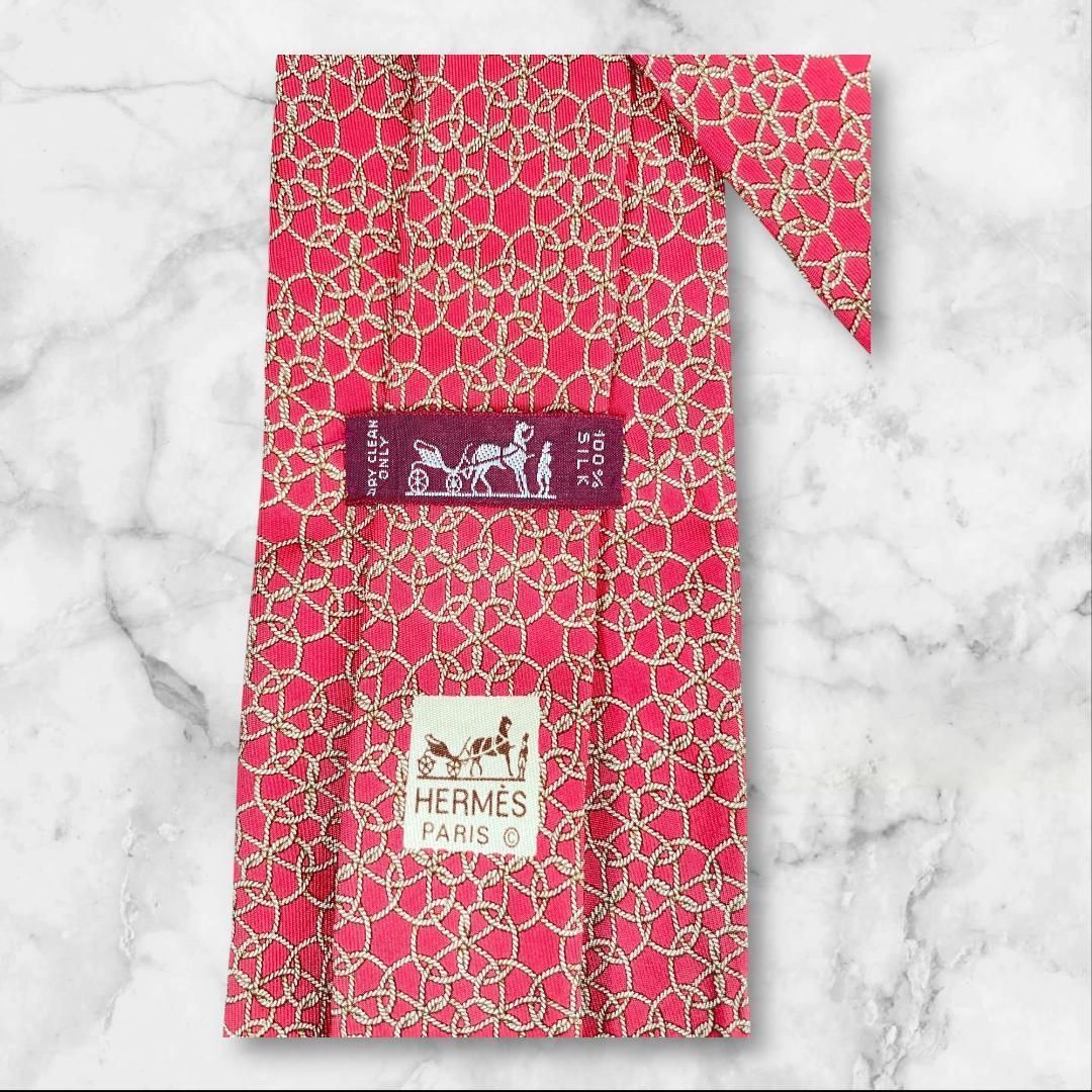 美品 エルメス ネクタイ シルク100％ レッド 総柄 フランス製 - メルカリ