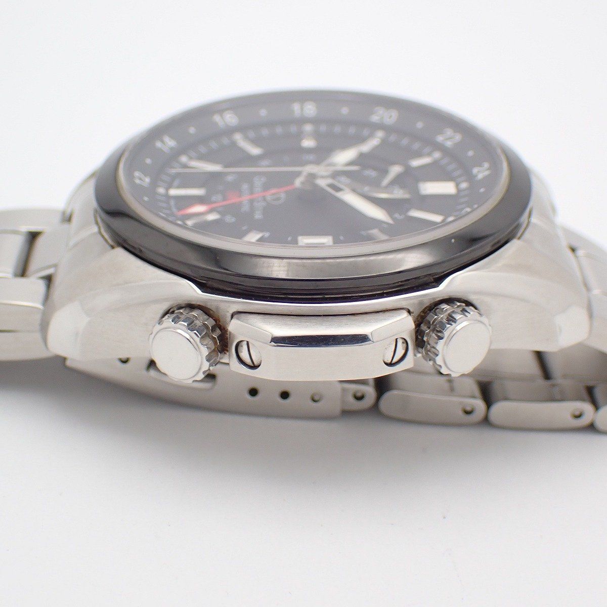 オリエントスター GMT 自動巻き メンズ 腕時計 黒文字盤 純正SSベルト