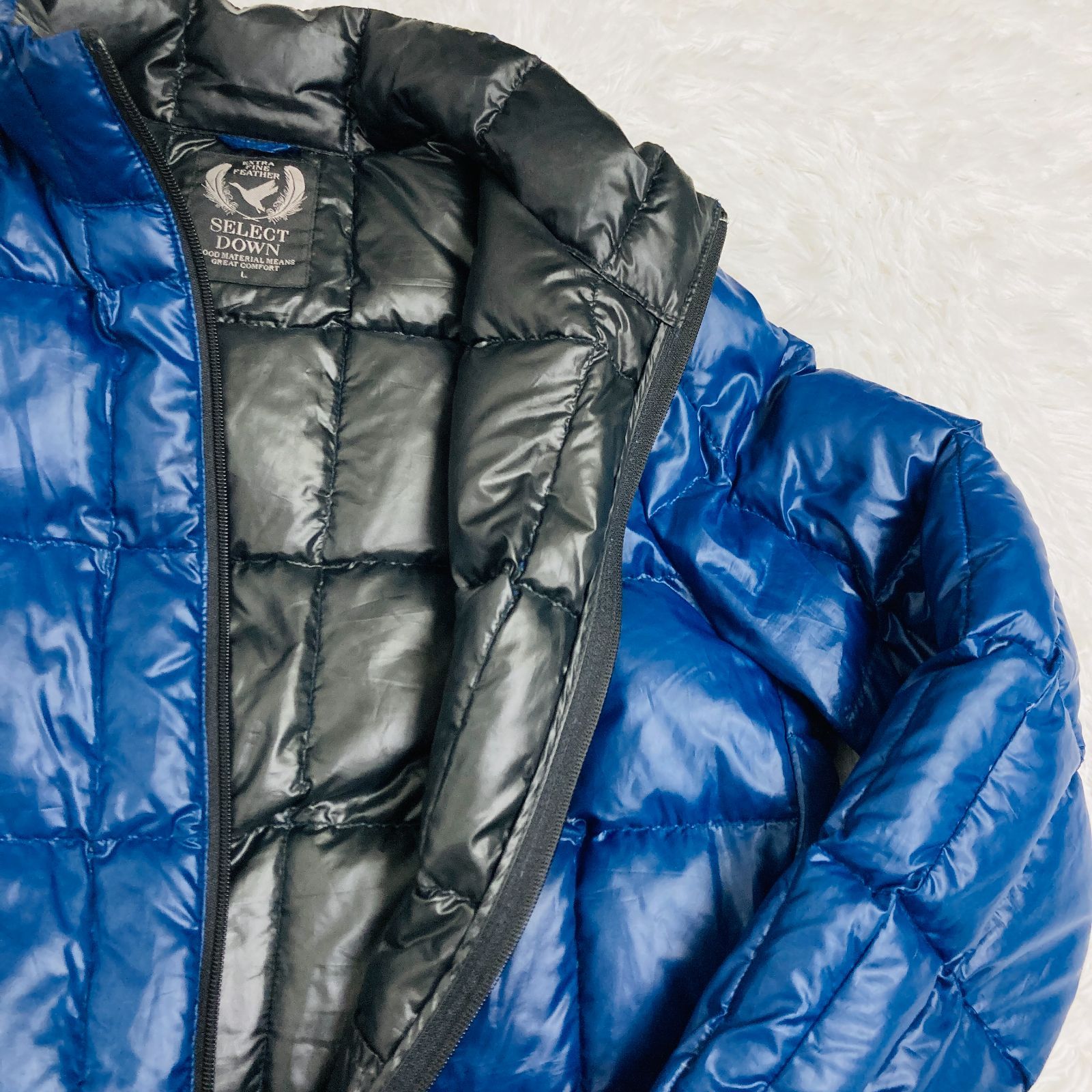 極暖】SELECT DOWN ダウンジャケット Lサイズ ブルー 美濃屋 軽量 6620