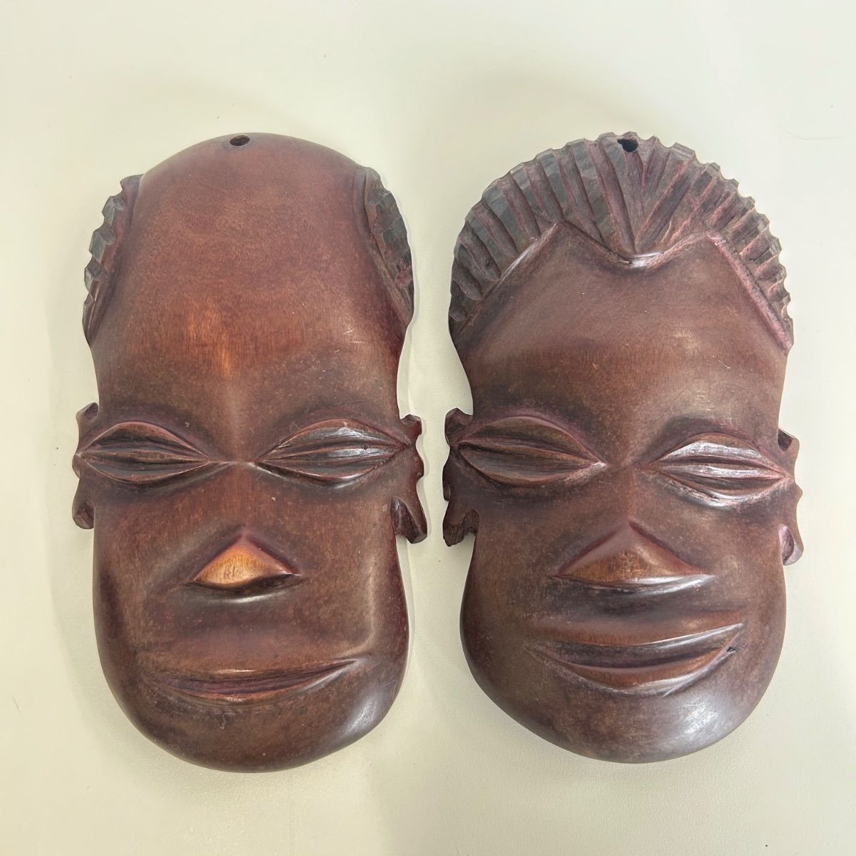 木製 壁面飾り マスク 2体セット アジアン エスニック オブジェ