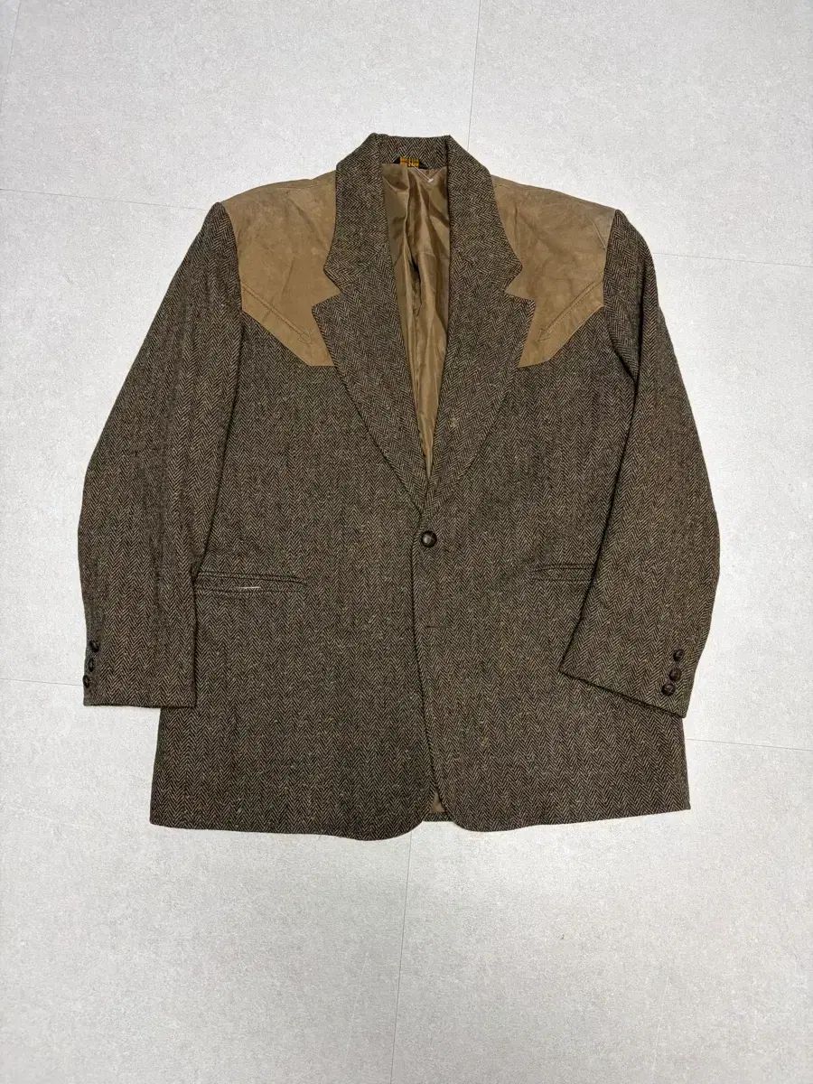 Country Gentlemen ヘリンボーン スウェード パッチ ジャケット 42