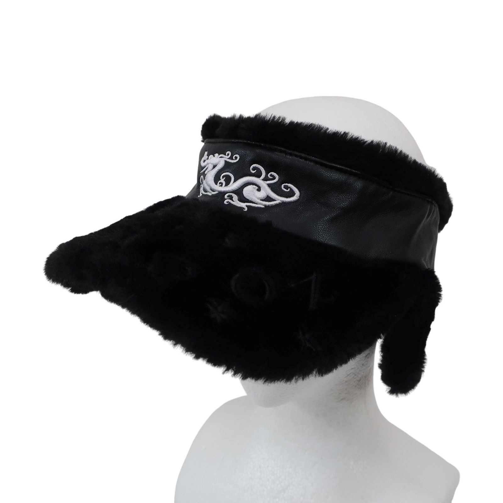 美品】Dance With Dragon(ダンスウィズドラゴン) ボアサンバイザー 黒