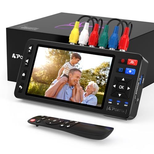 Portta VD22P VHS デジタル化 5インチHDスクリーン搭載、ビデオ