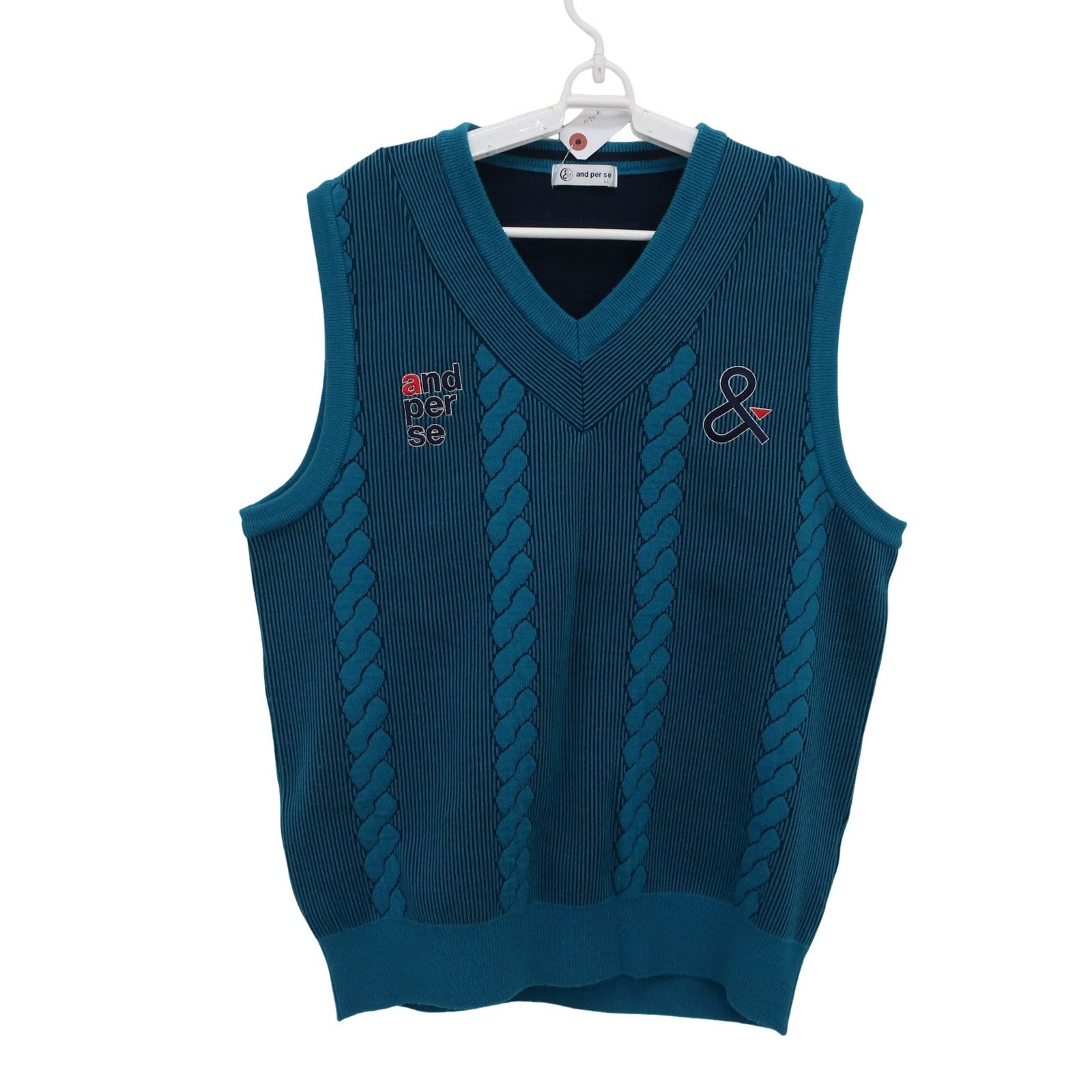 美品】and per se(アンパスィ) ニットベスト エメラルドグリーン
