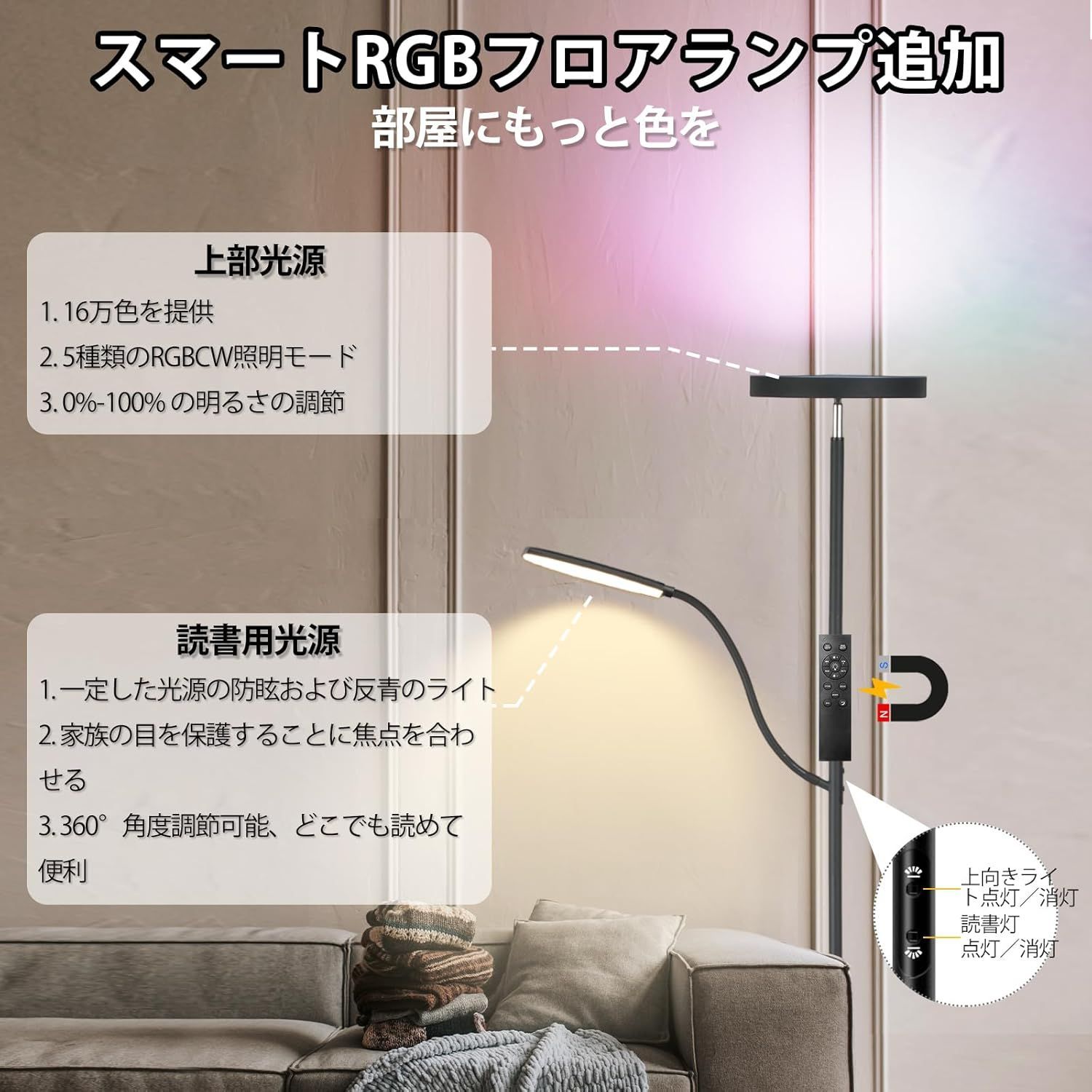 数量限定！【新品・未使用】 RGB フロアランプ ダブルヘッド 
