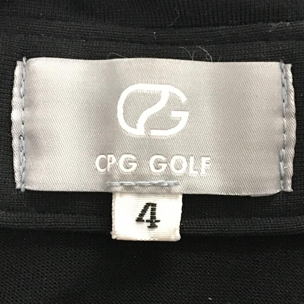 美品】CPG 長袖ポロシャツ 黒×白×ベージュ 袖ロゴプリント メンズ 4(XL
