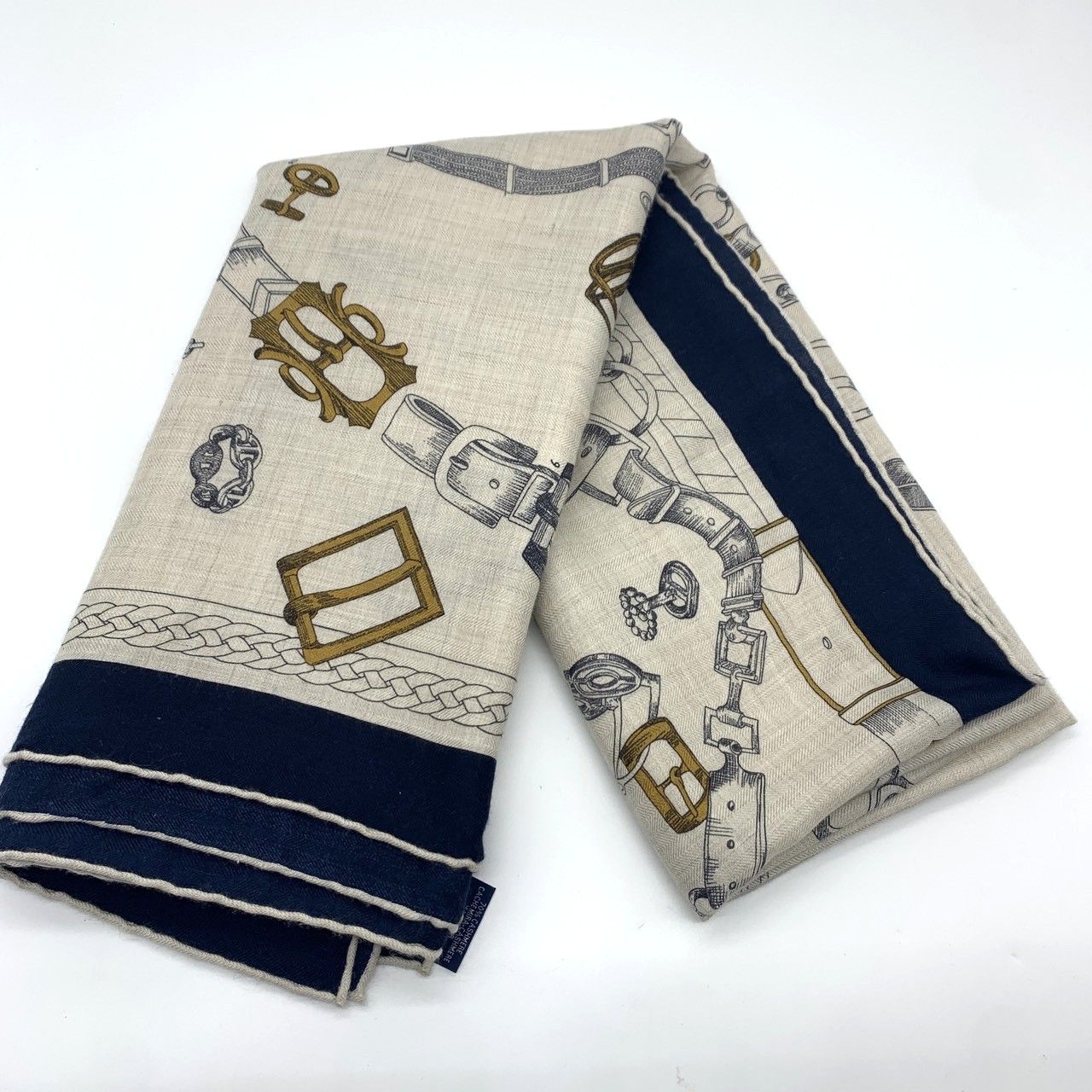 エルメス カレジェアン カレ140 シュヴォー デシェネ カシミヤ シルク