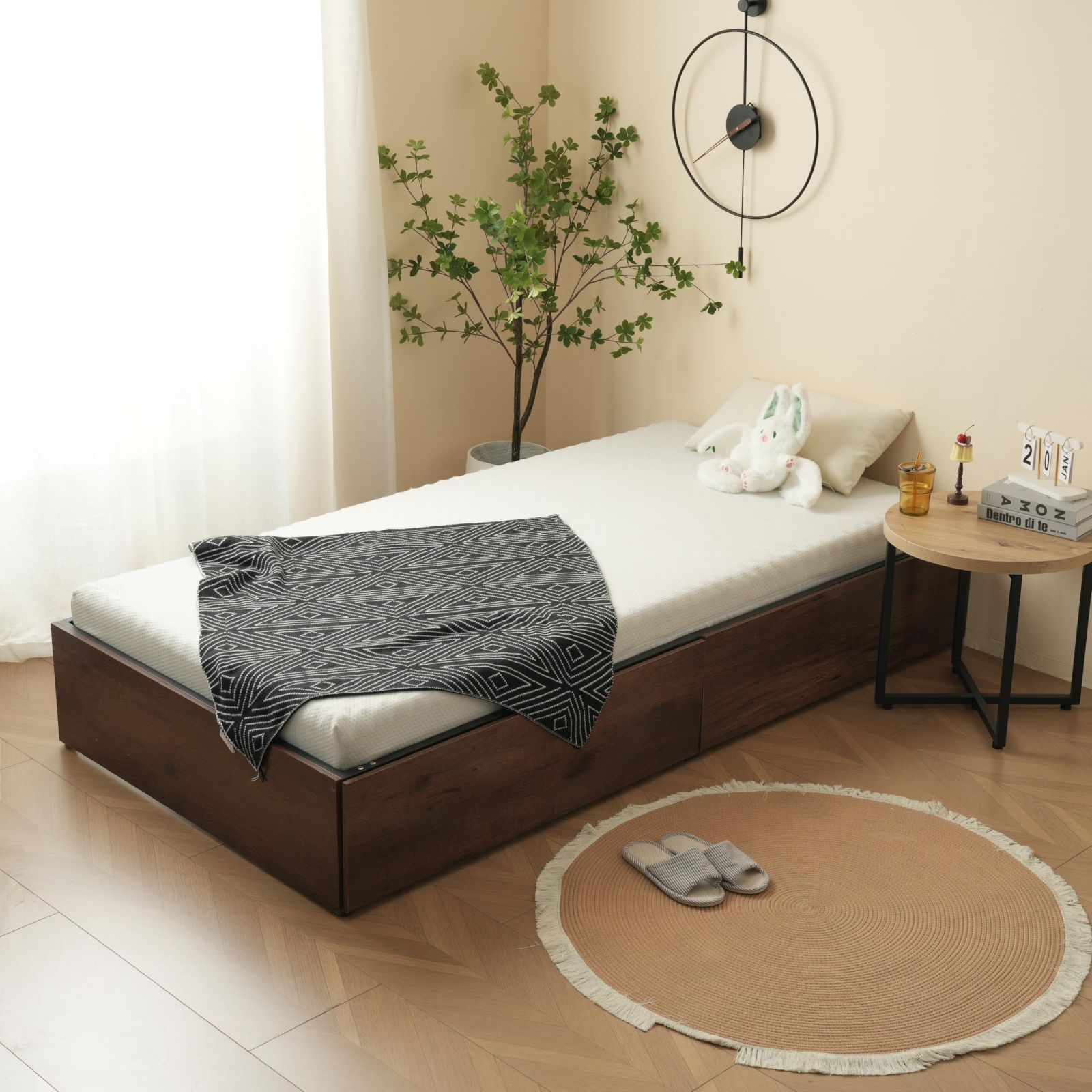 新着商品】パイプベッド 折りたたみ シングル 【引き出し2杯