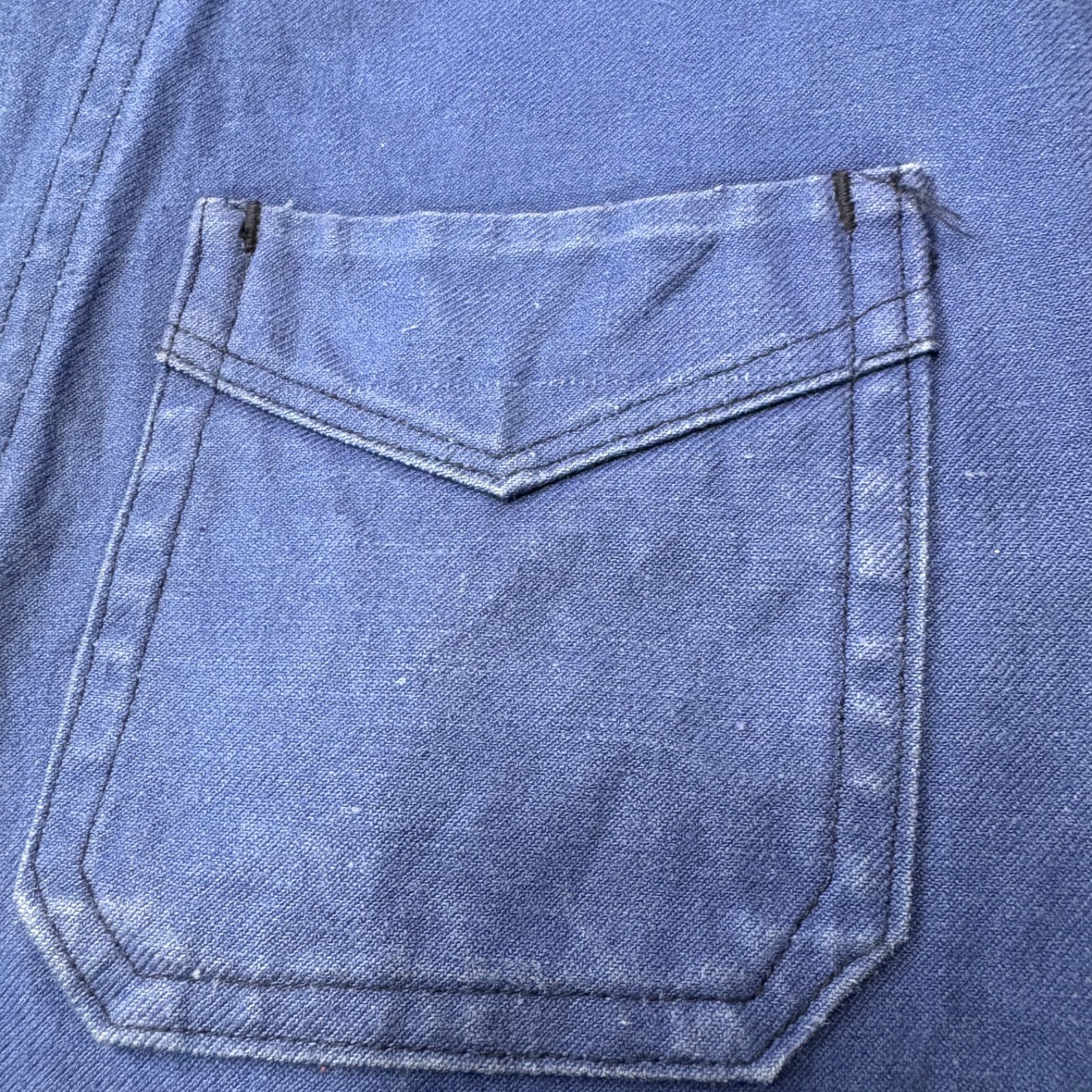 40～50s French work jacket Cotton twill Vポケ シングルステッチ
