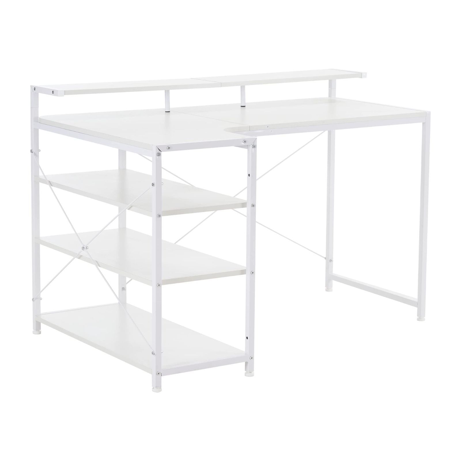 特価商品】パソコンデスク L字 120cm 3段ラック付 ハイデスク付き