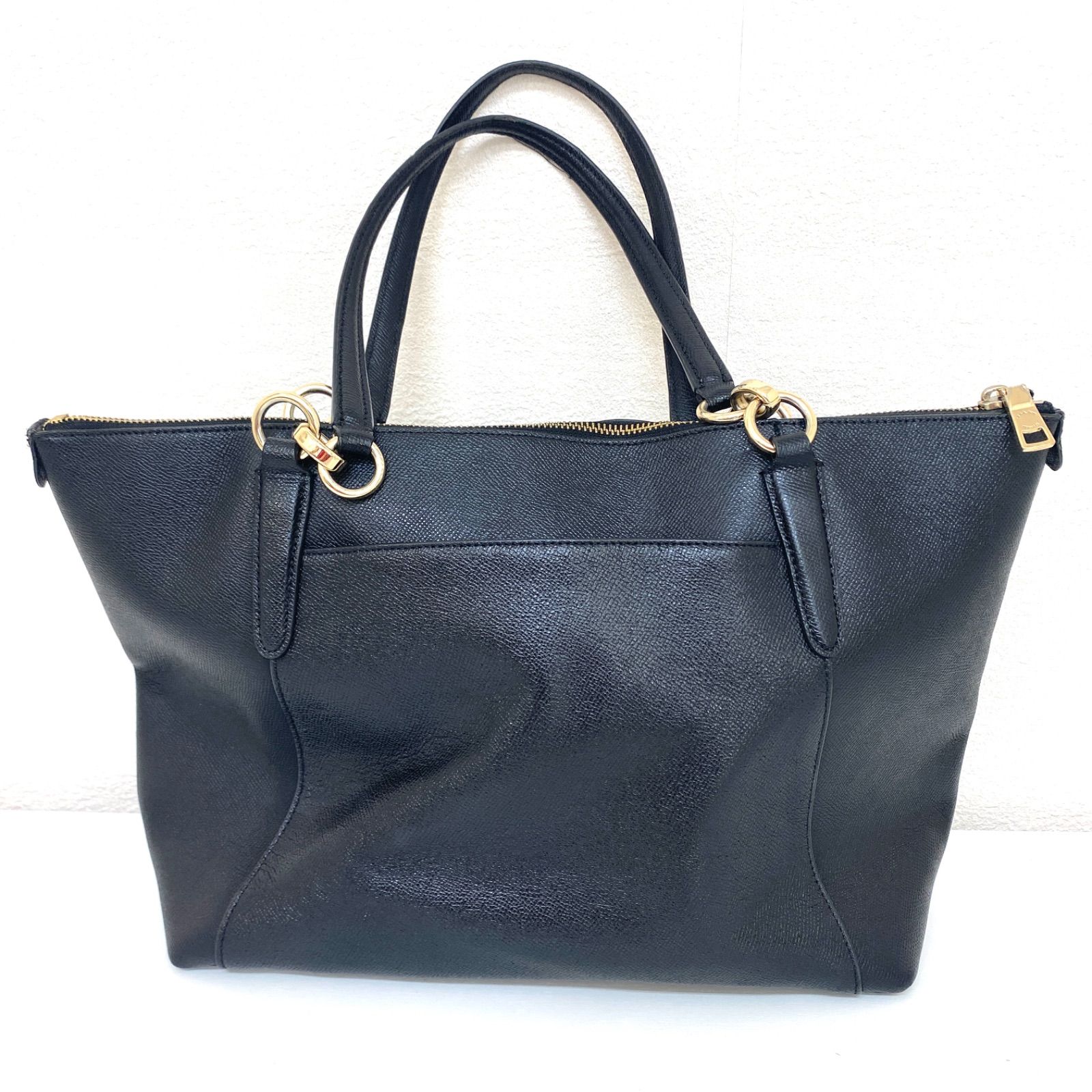 ✨美品✨COACH コーチ トートバッグ オールレザー ブラック A4 肩掛け 