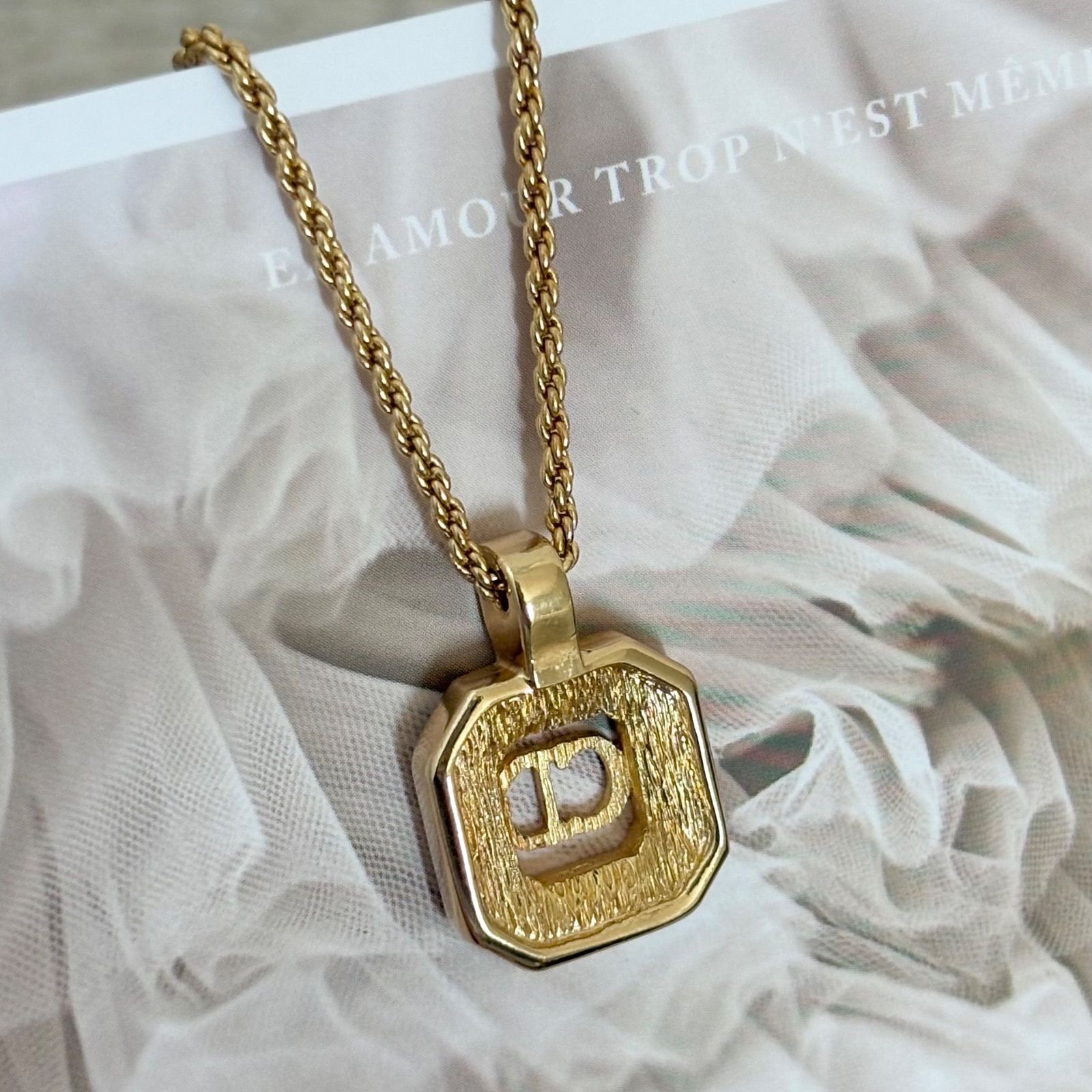 極美品】クリスチャンディオール ネックレス CDロゴ GPメッキ ライン